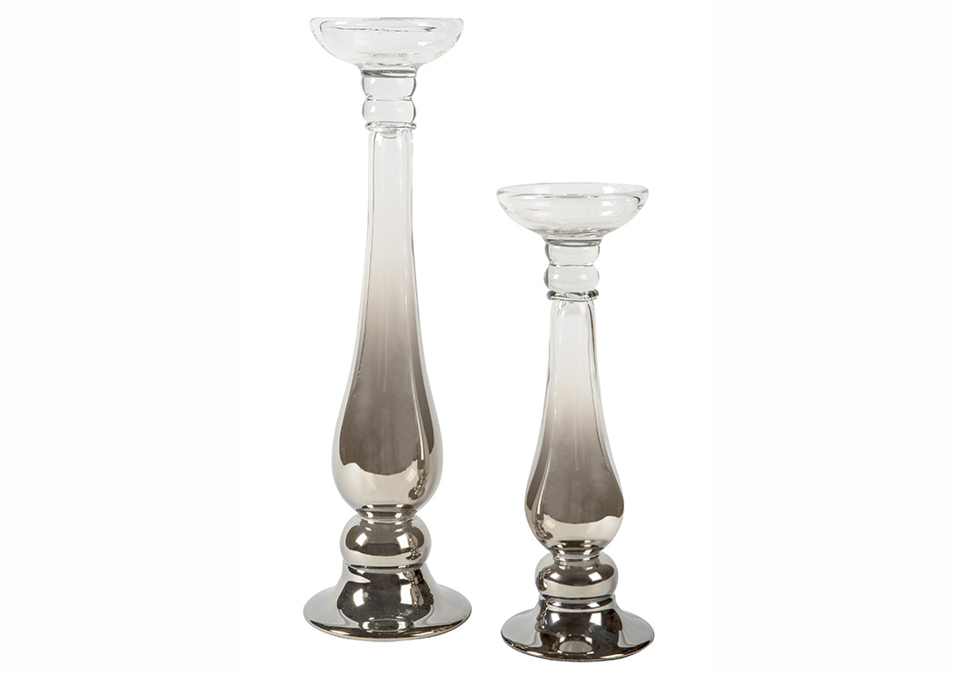 Devika Clear/Silver Finish Candle Holder (Set of 2),ABF Signature Design by Ashley