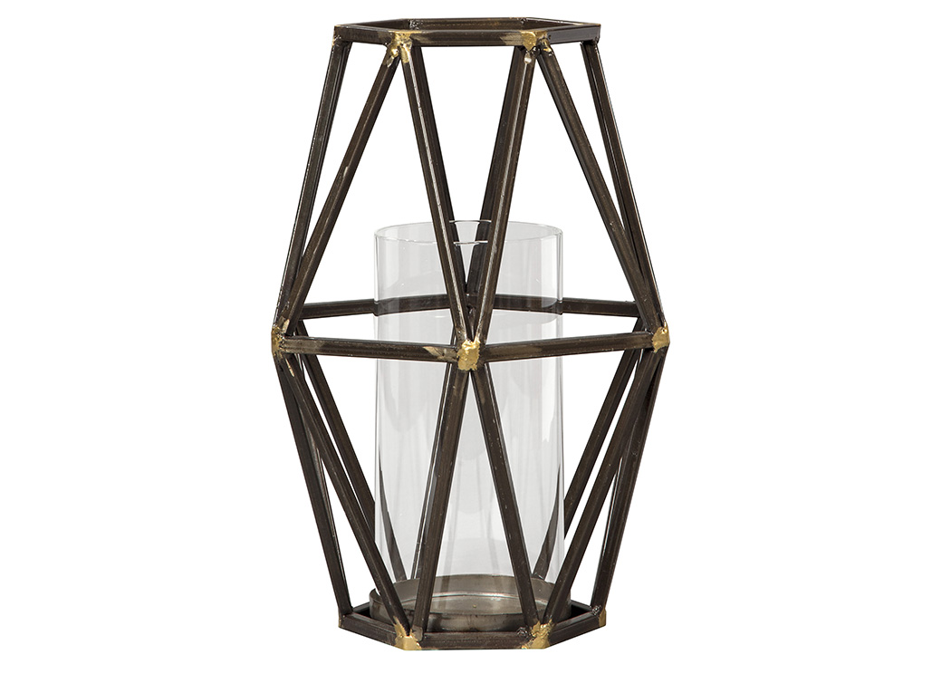 Devo Black/Gold Finish Candle Holder,ABF Signature Design by Ashley