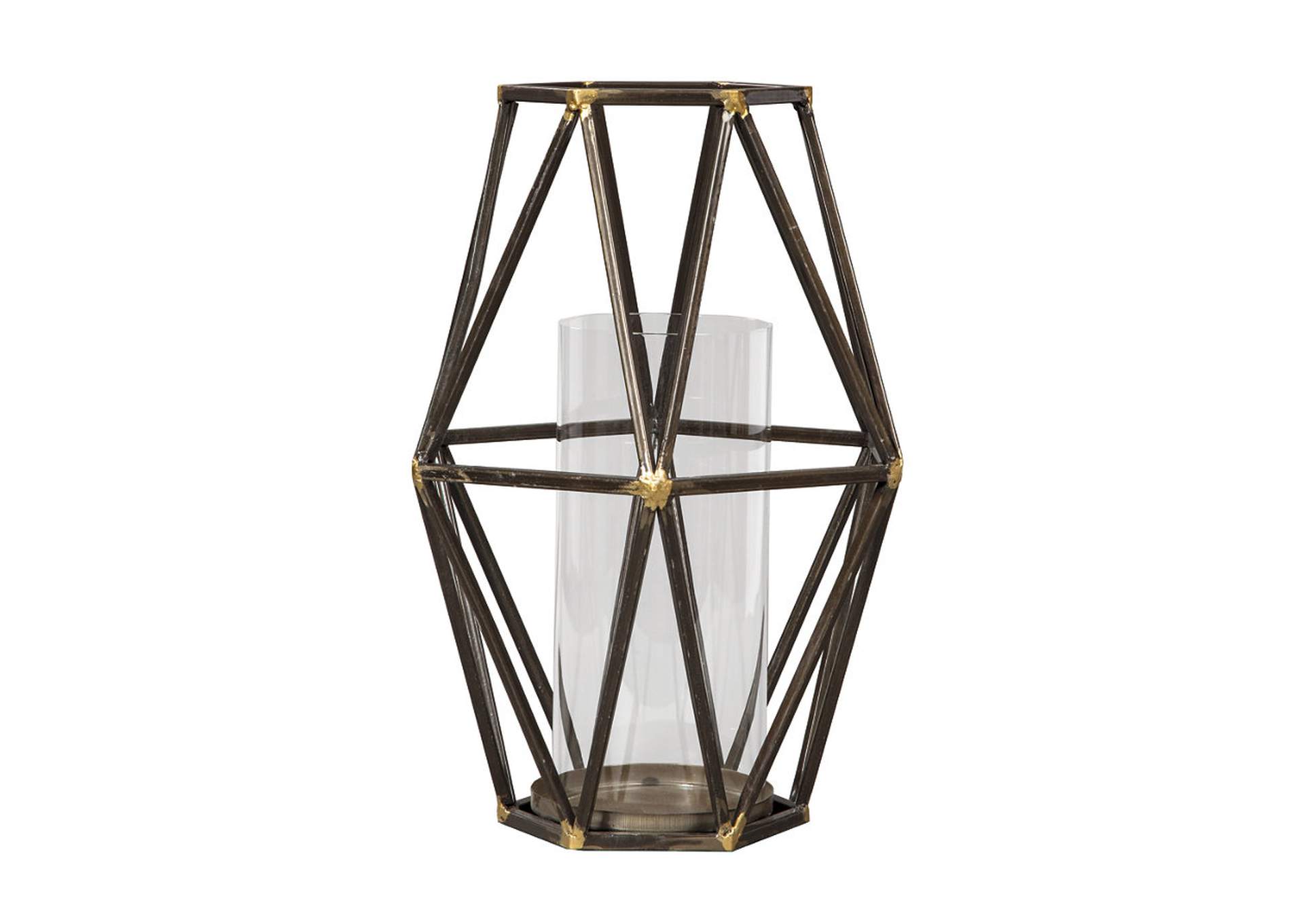 Devo Black/Gold Finish Candle Holder,ABF Signature Design by Ashley