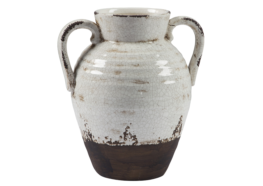 Dion Distressed White Vase,ABF Signature Design by Ashley