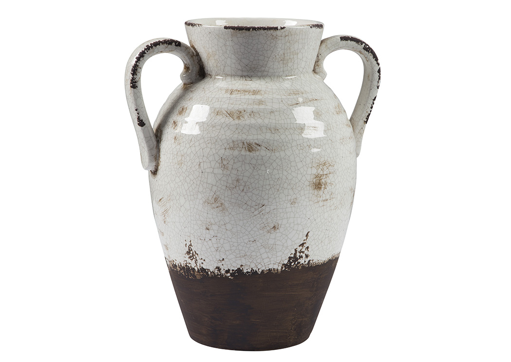 Dion Distressed White Vase,ABF Signature Design by Ashley