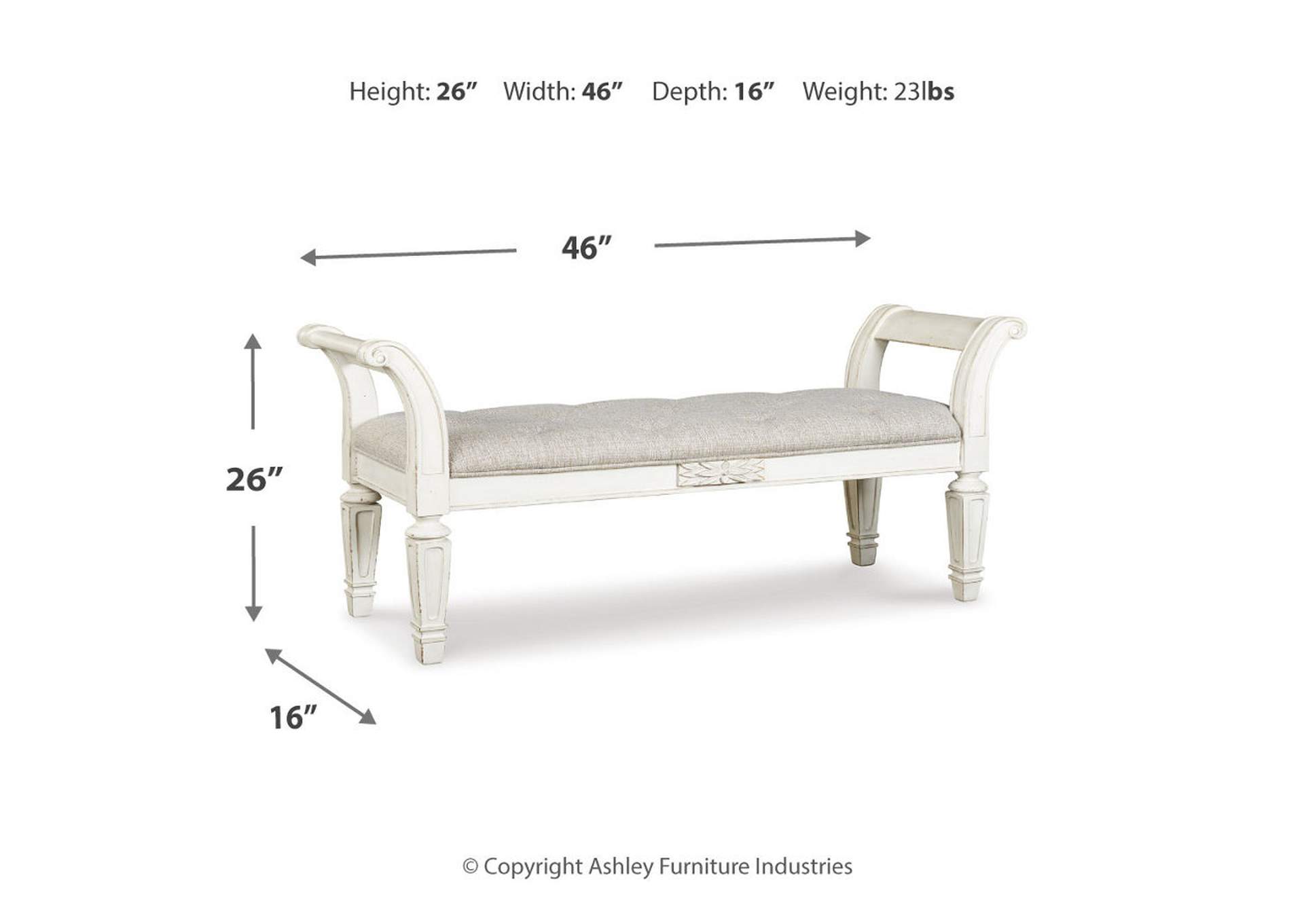 Realyn White Accent Bench,Direct To Consumer Express