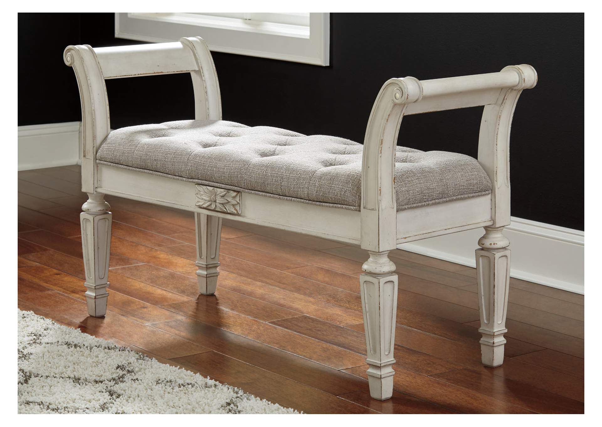 Realyn White Accent Bench,Direct To Consumer Express