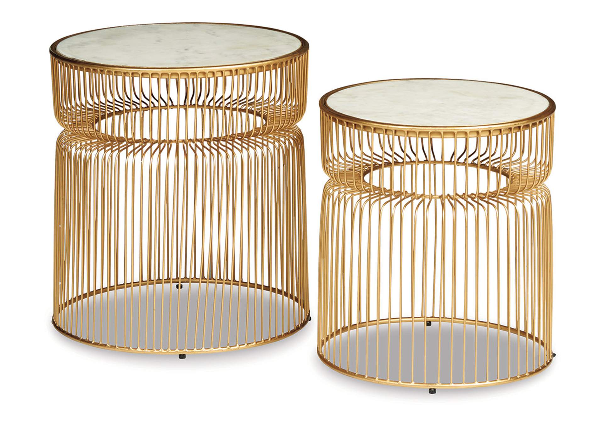 Vernway White/Gold Finish Accent Table (Set of 2)