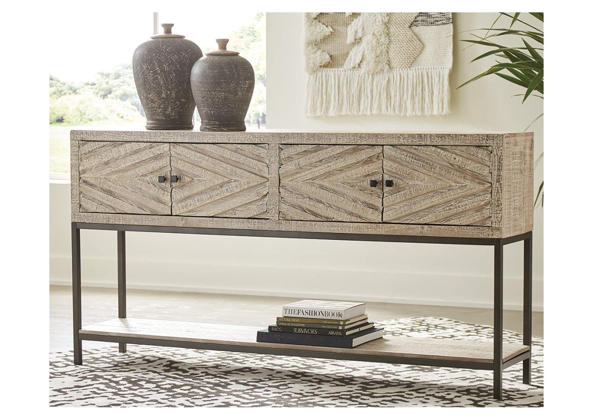 Roanley Distressed White Console Table,Direct To Consumer Express