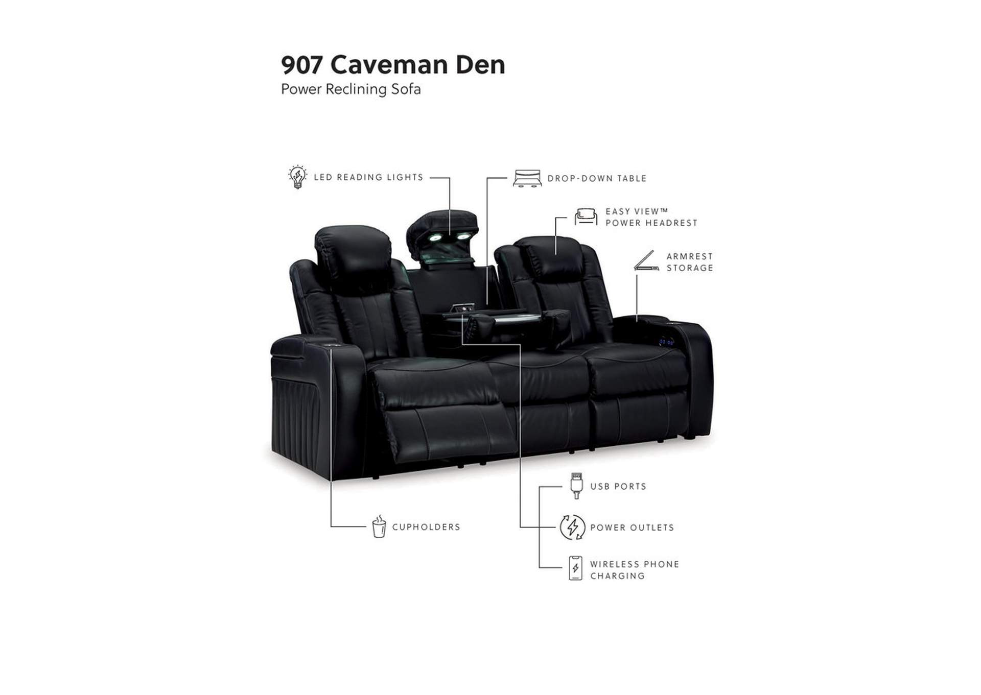 Caveman Den Power Reclining Sofa, Loveseat and Recliner,Signature Design By Ashley