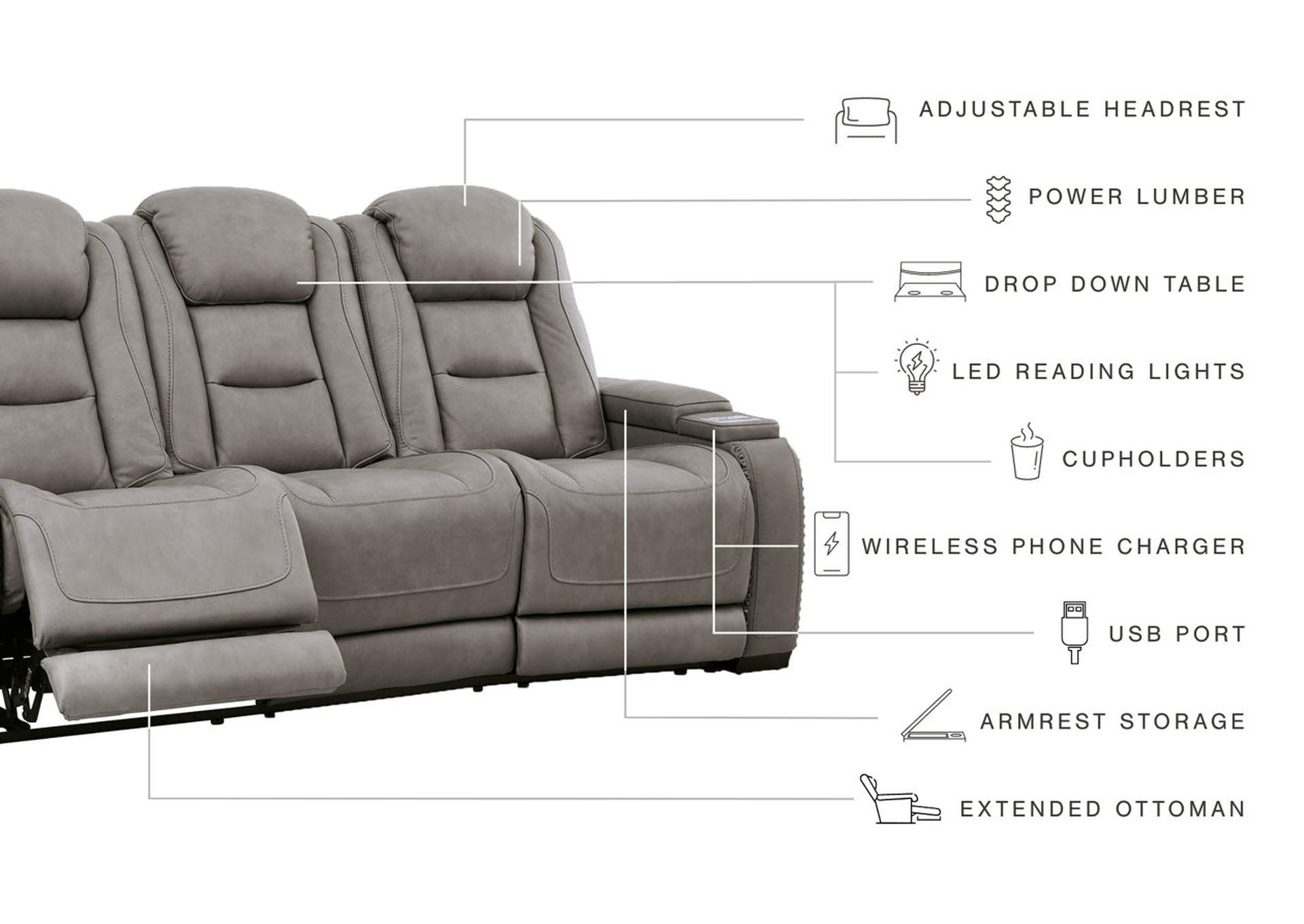 The Man-Den Triple Power Reclining Sofa and Loveseat Set,Signature Design By Ashley