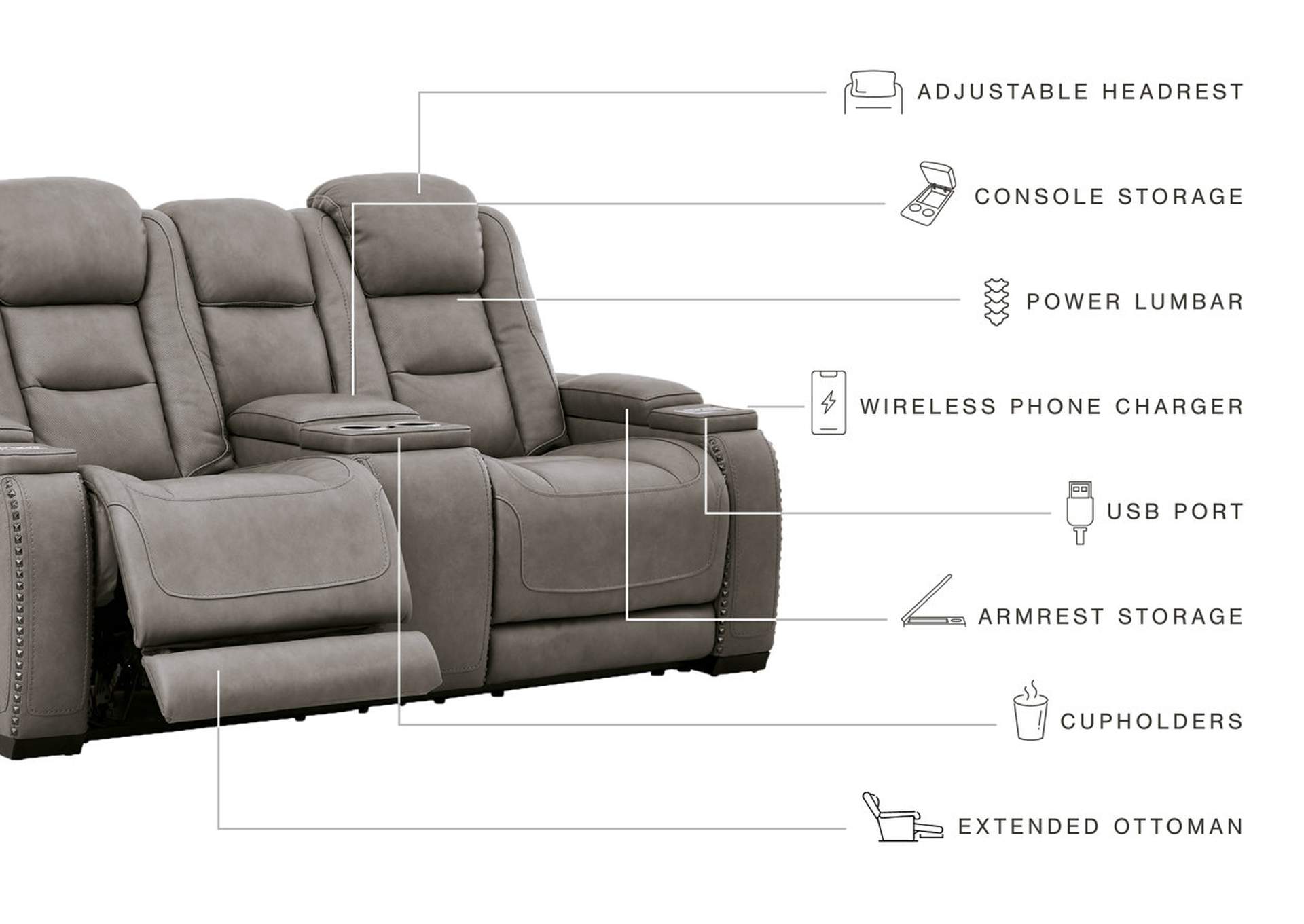 The Man-Den Triple Power Reclining Sofa and Loveseat Set,Signature Design By Ashley