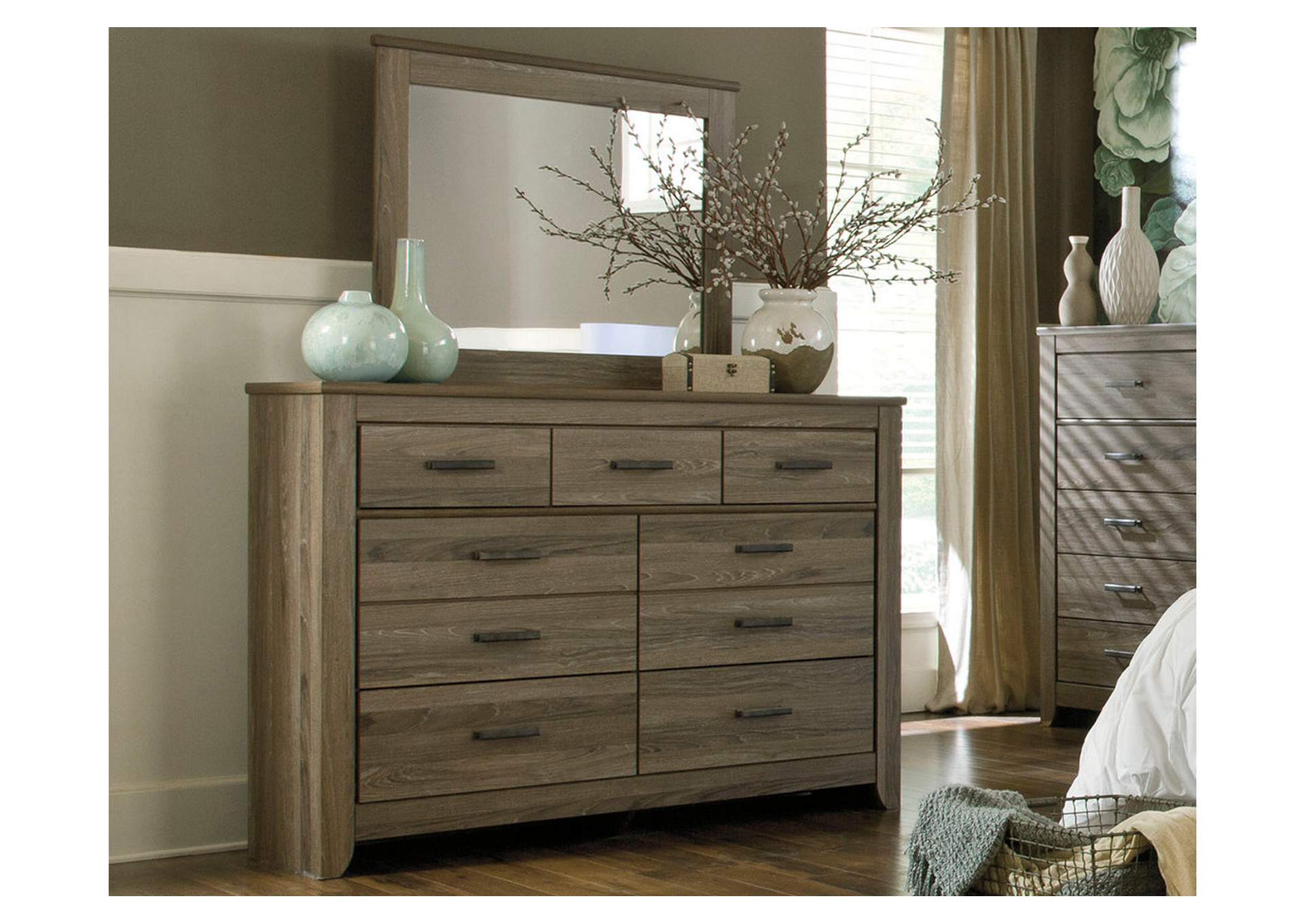Zelen King Panel Bed, Dresser, Mirror and Nightstand,Signature Design By Ashley