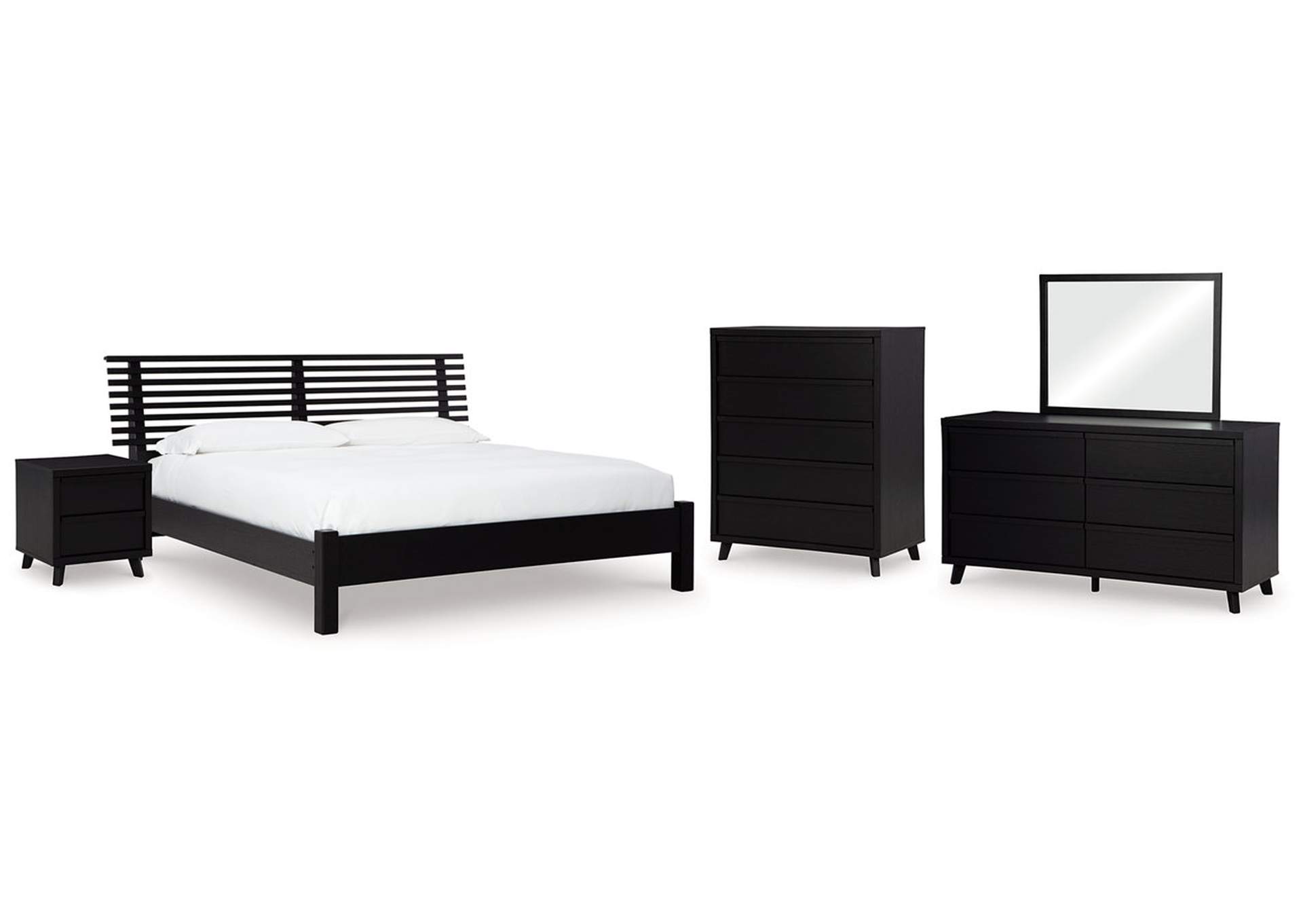 Danziar Queen Panel Bed with Mirrored Dresser, Chest and Nightstand,Signature Design By Ashley