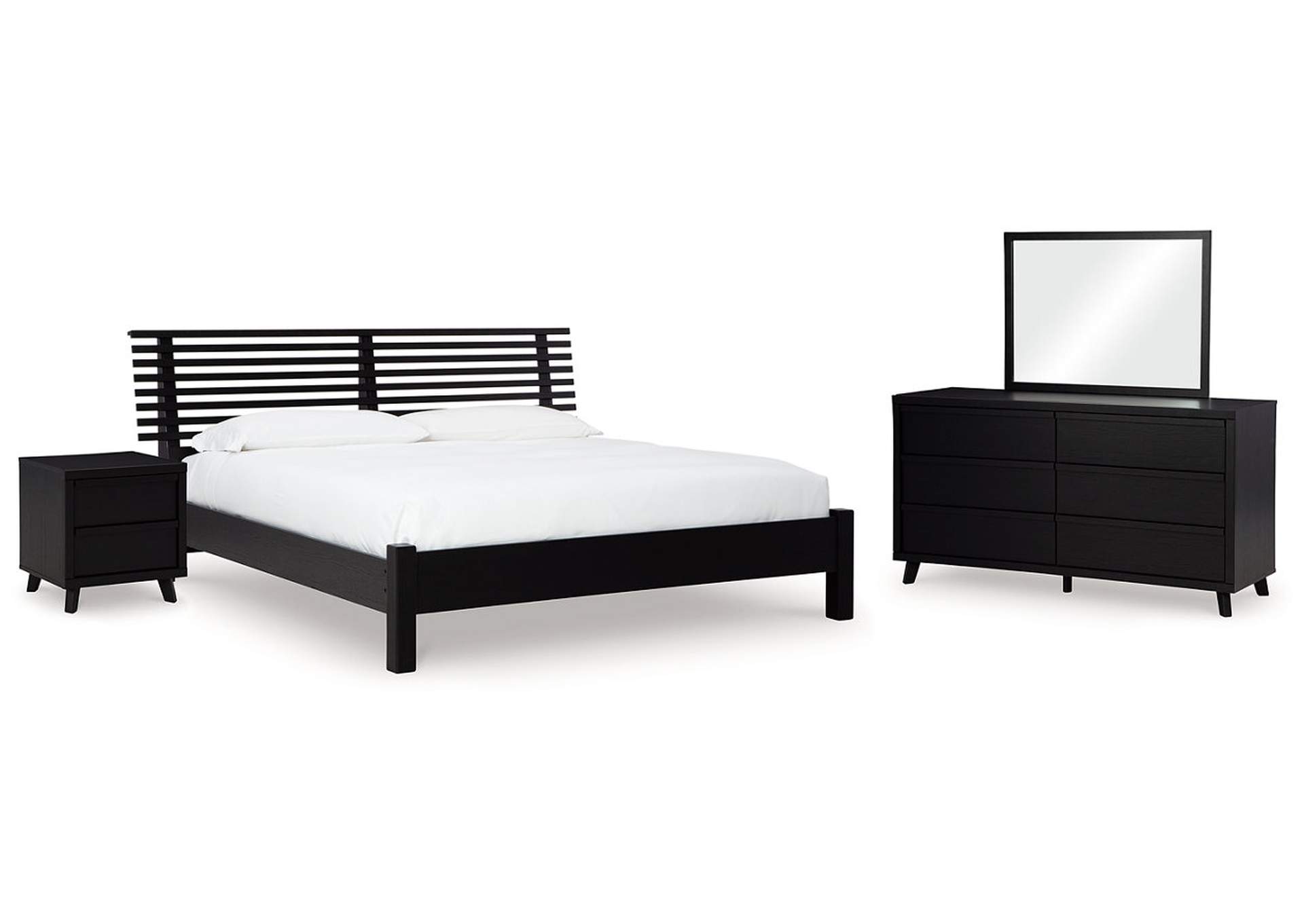 Danziar Queen Panel Bed with Mirrored Dresser and Nightstand,Signature Design By Ashley