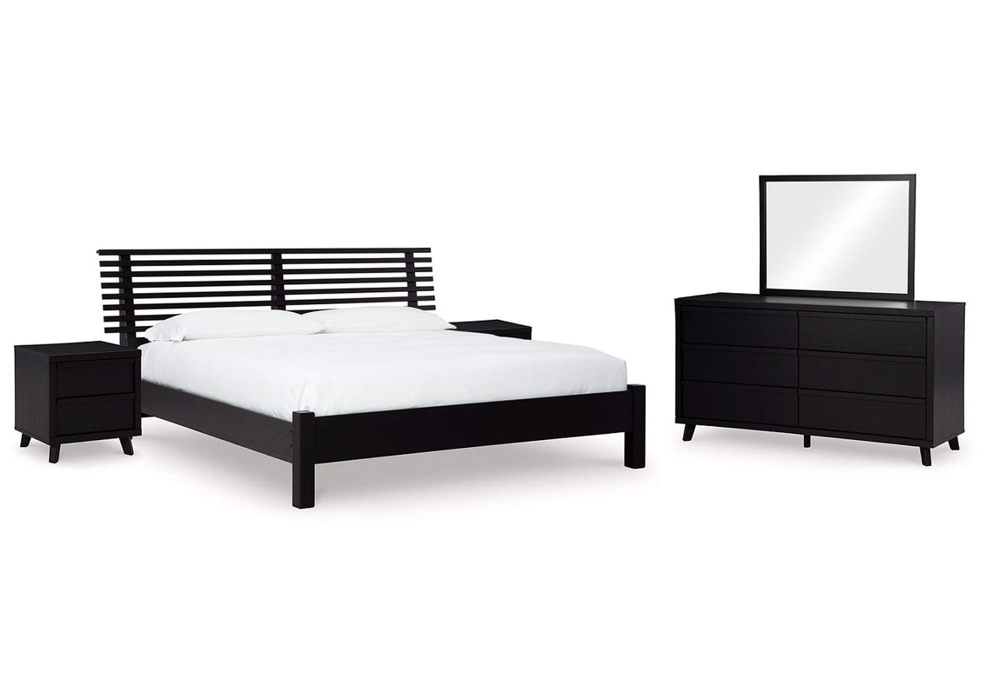 Danziar Queen Panel Bed with Mirrored Dresser and 2 Nightstands,Signature Design By Ashley