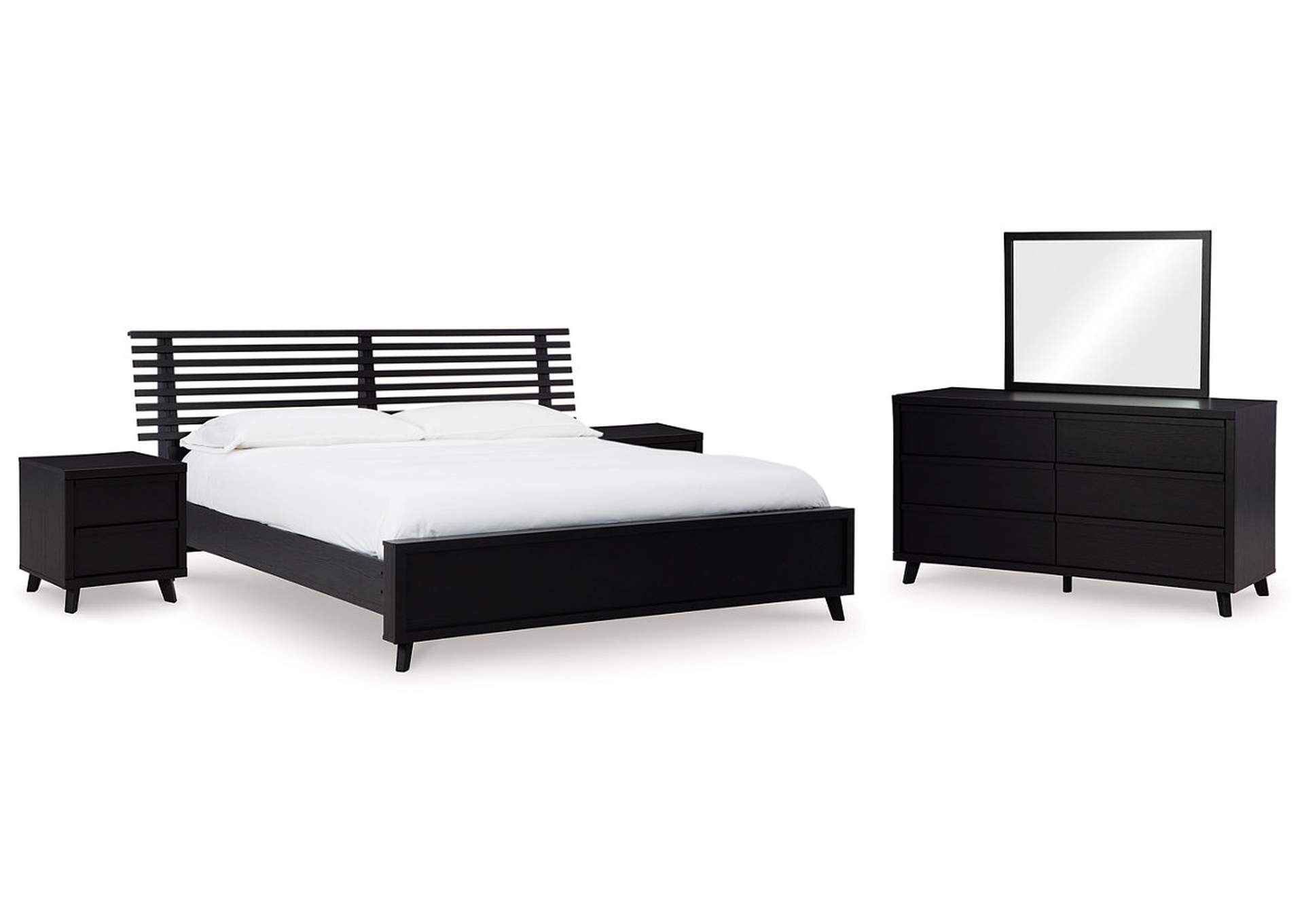 Danziar King Panel Bed with Mirrored Dresser and 2 Nightstands,Signature Design By Ashley