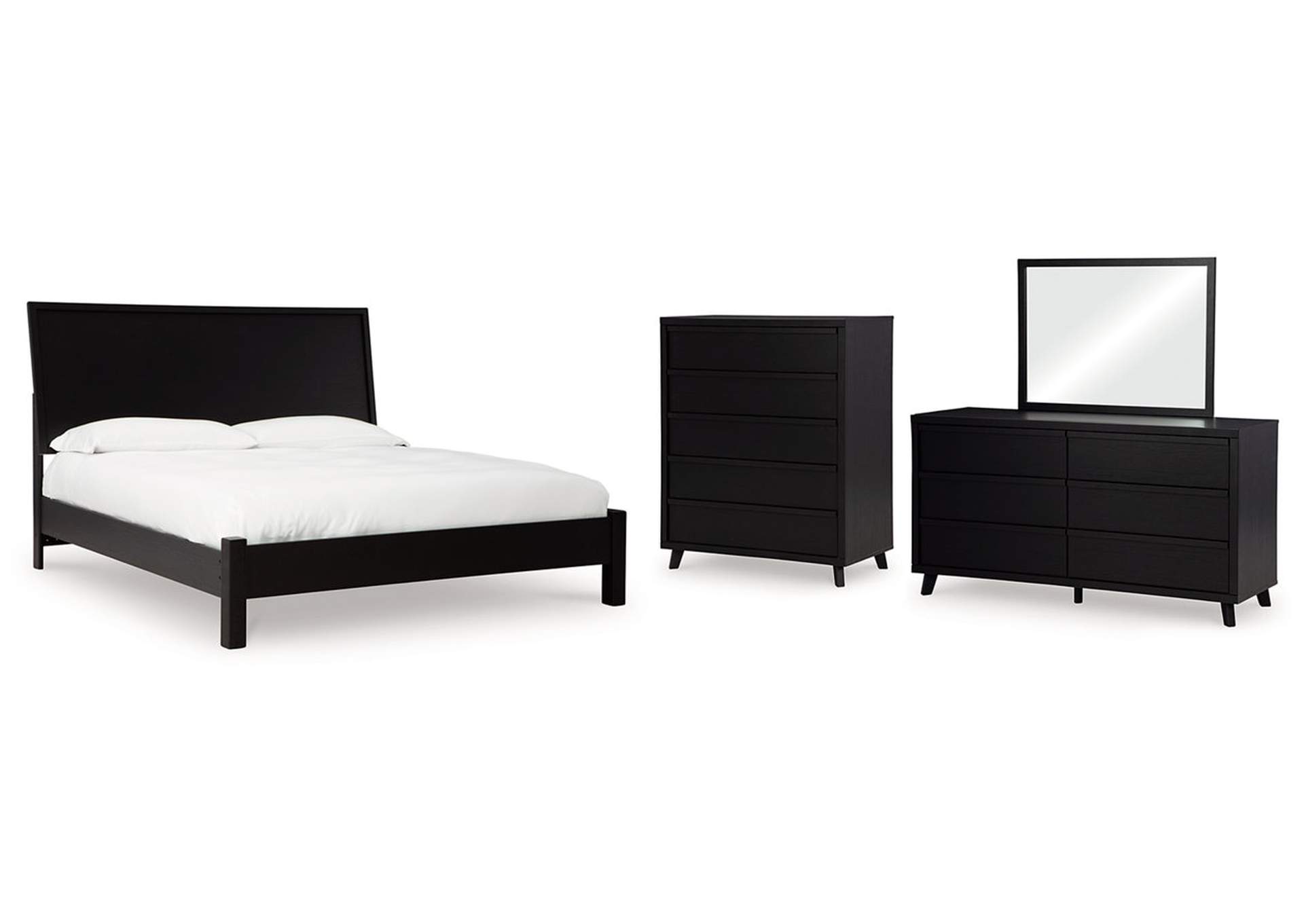 Danziar King Panel Bed with Mirrored Dresser and Chest,Signature Design By Ashley