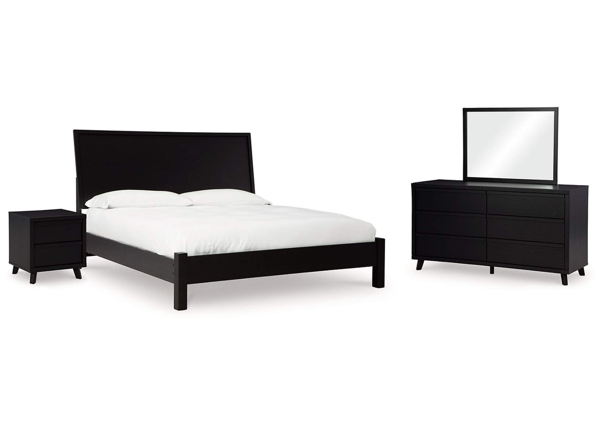 Danziar Queen Panel Bed with Mirrored Dresser and Nightstand,Signature Design By Ashley