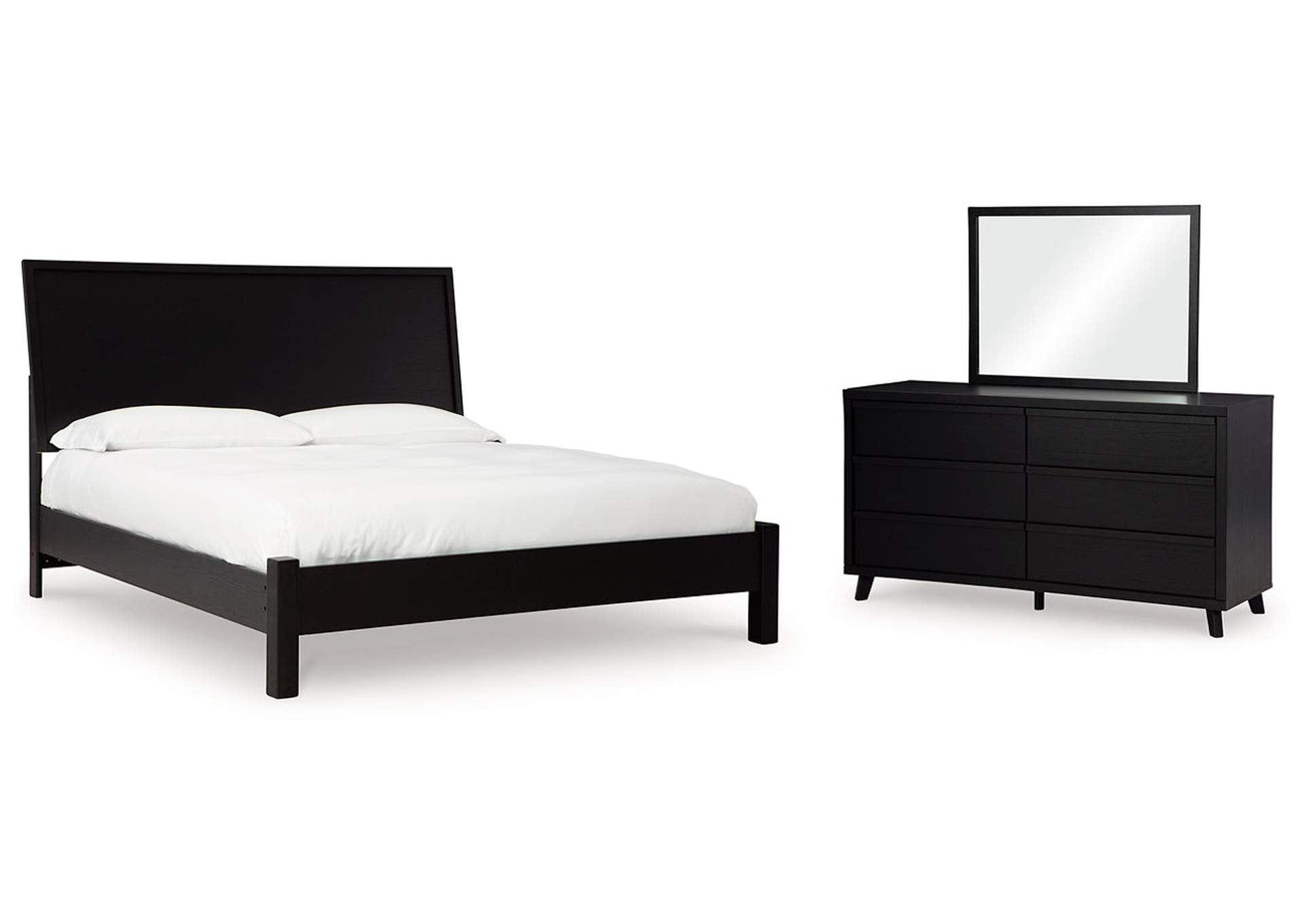 Danziar King Panel Bed with Mirrored Dresser,Signature Design By Ashley