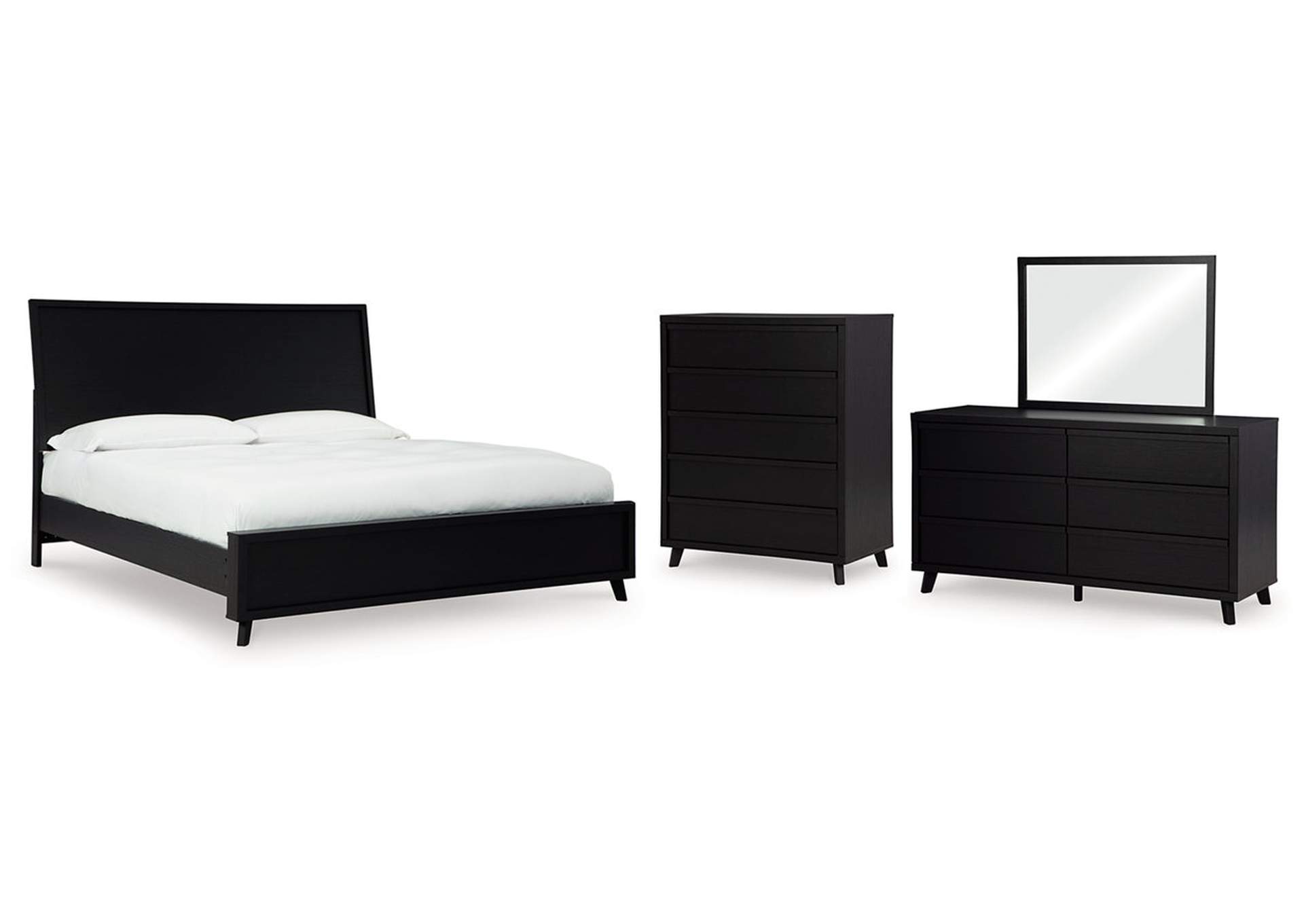 Danziar King Panel Bed with Mirrored Dresser and Chest,Signature Design By Ashley