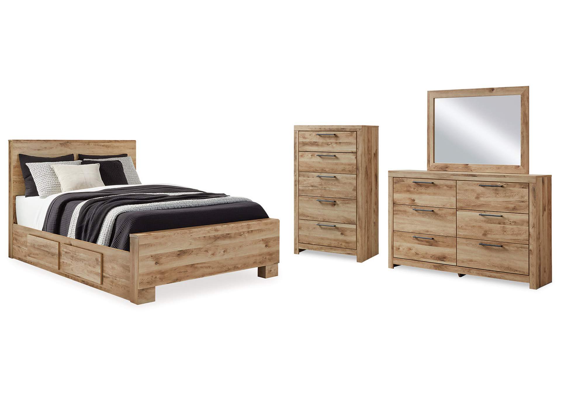 Hyanna Queen Panel Bed with Storage with Mirrored Dresser and Chest,Signature Design By Ashley