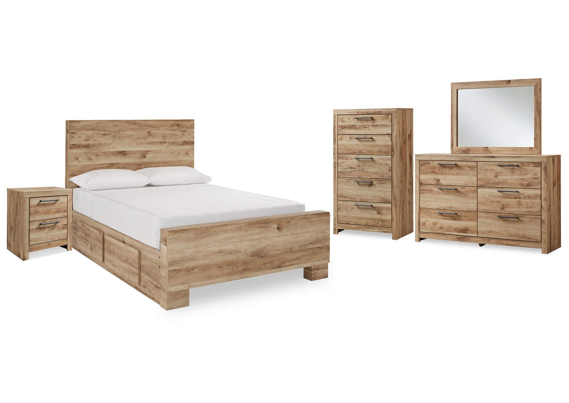 Hyanna Full Panel Bed with Storage with Mirrored Dresser, Chest and Nightstand,Signature Design By Ashley