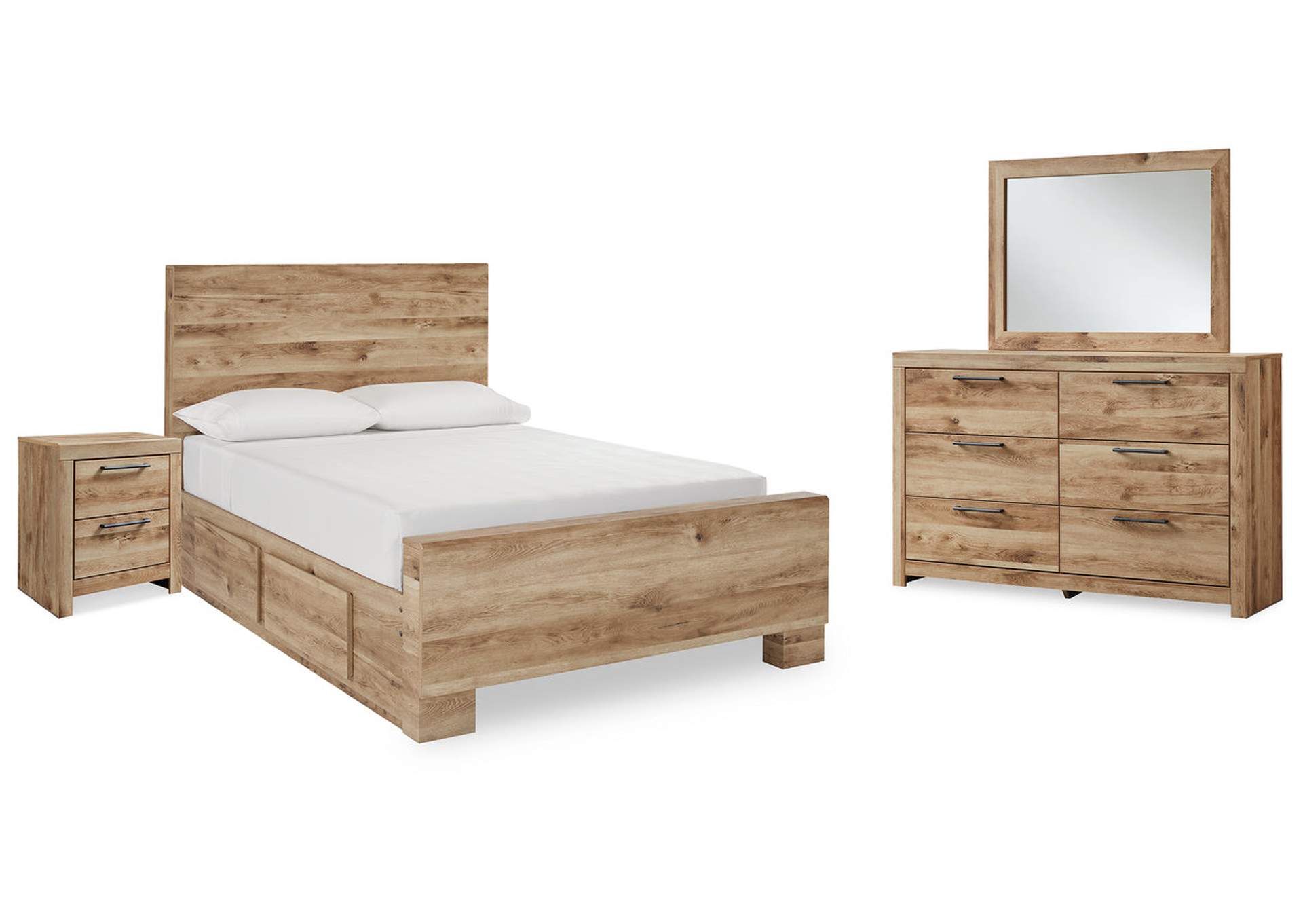 Hyanna Full Panel Bed with Storage with Mirrored Dresser and Nightstand,Signature Design By Ashley