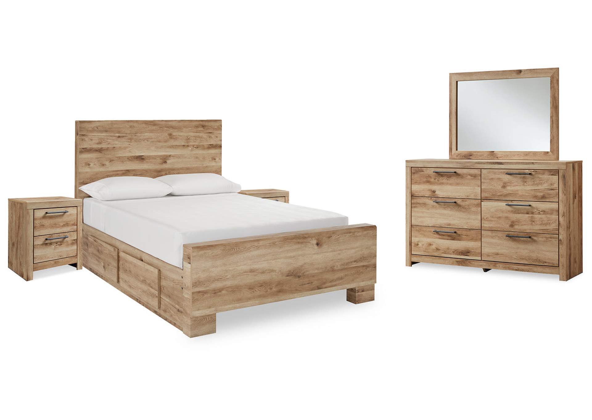 Hyanna Full Panel Bed with Storage with Mirrored Dresser and 2 Nightstands,Signature Design By Ashley