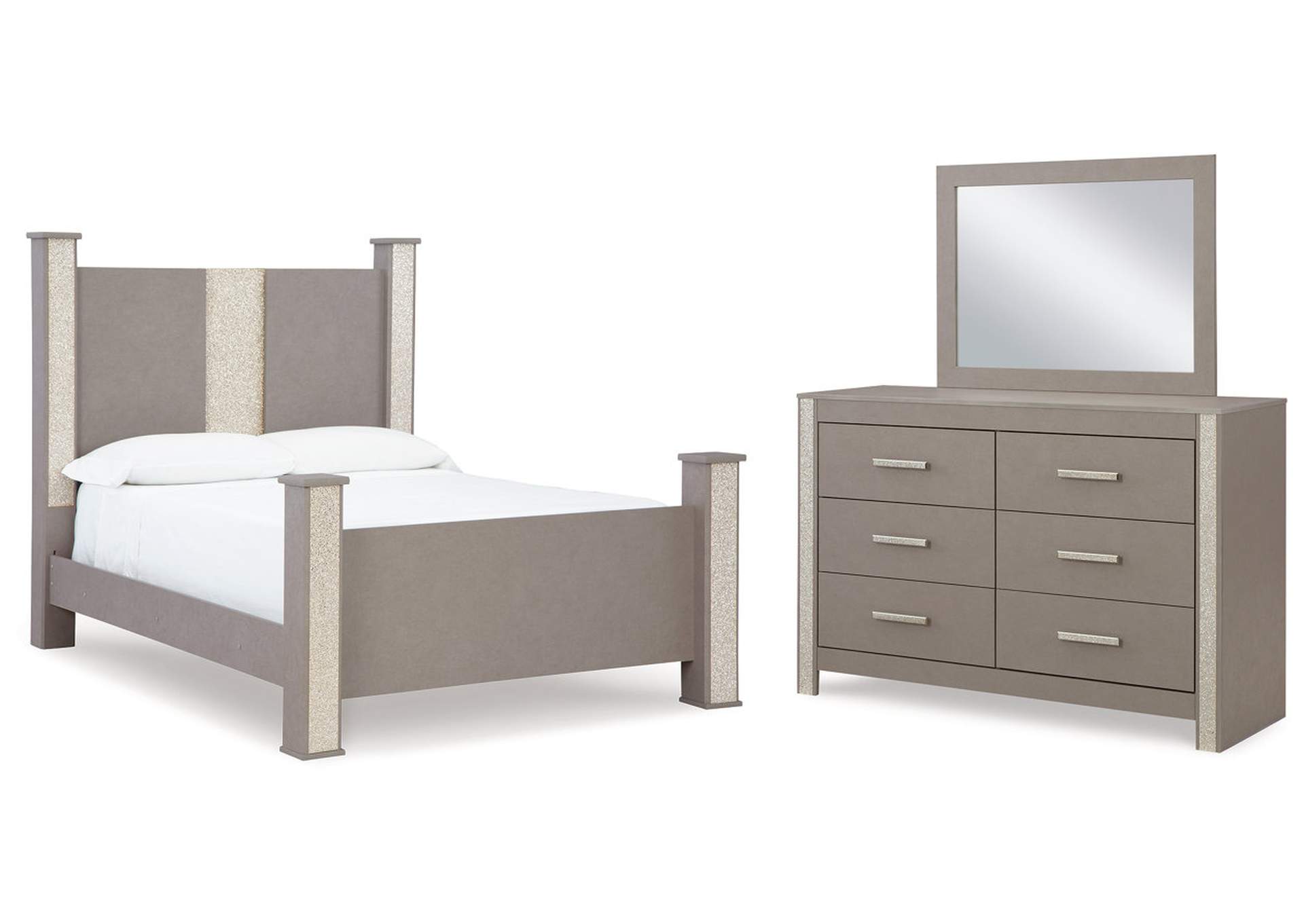 Surancha Queen Poster Bed, Dresser and Mirror,Signature Design By Ashley