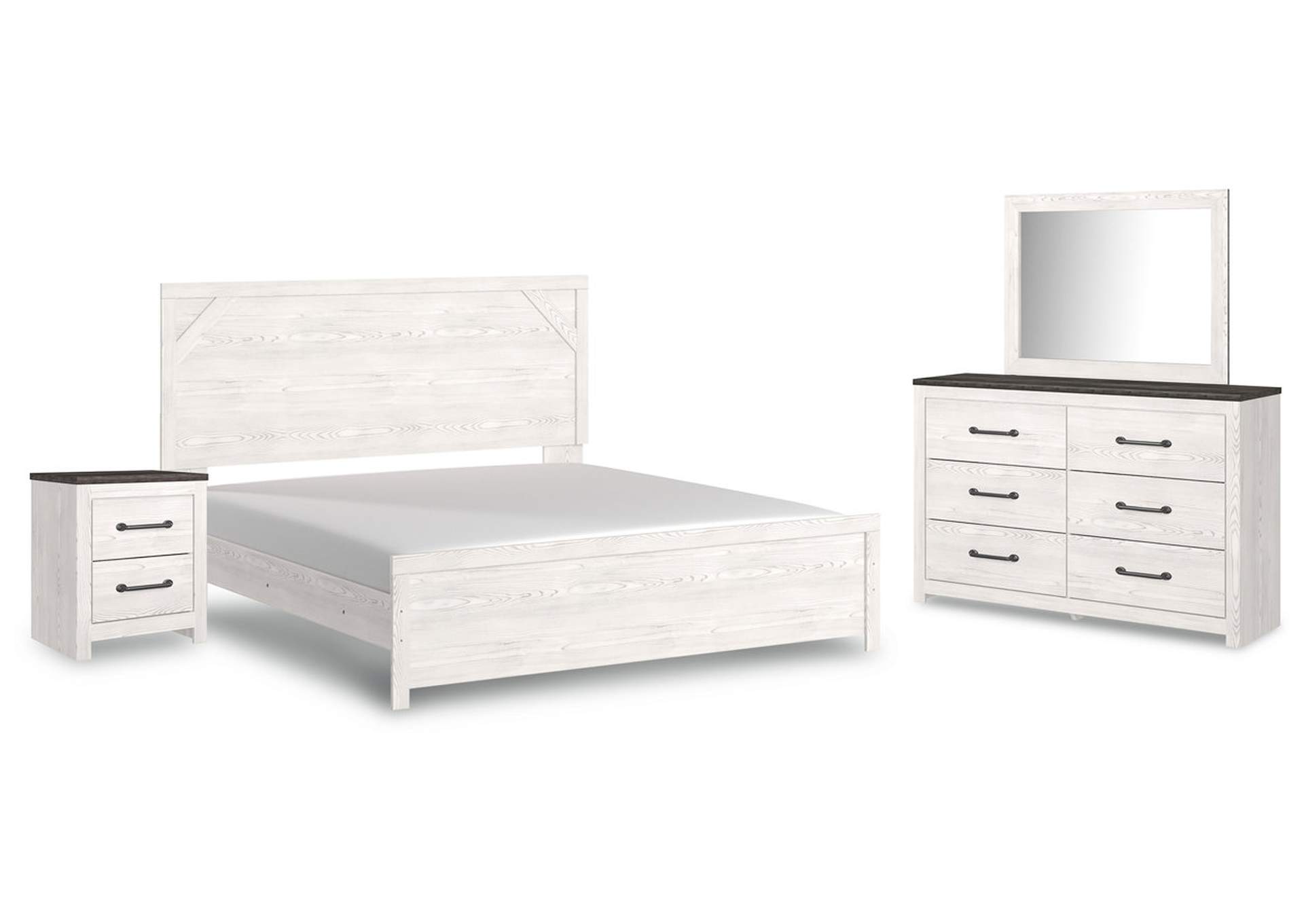 Gerridan King Panel Bed with Mirrored Dresser and Nightstand,Signature Design By Ashley