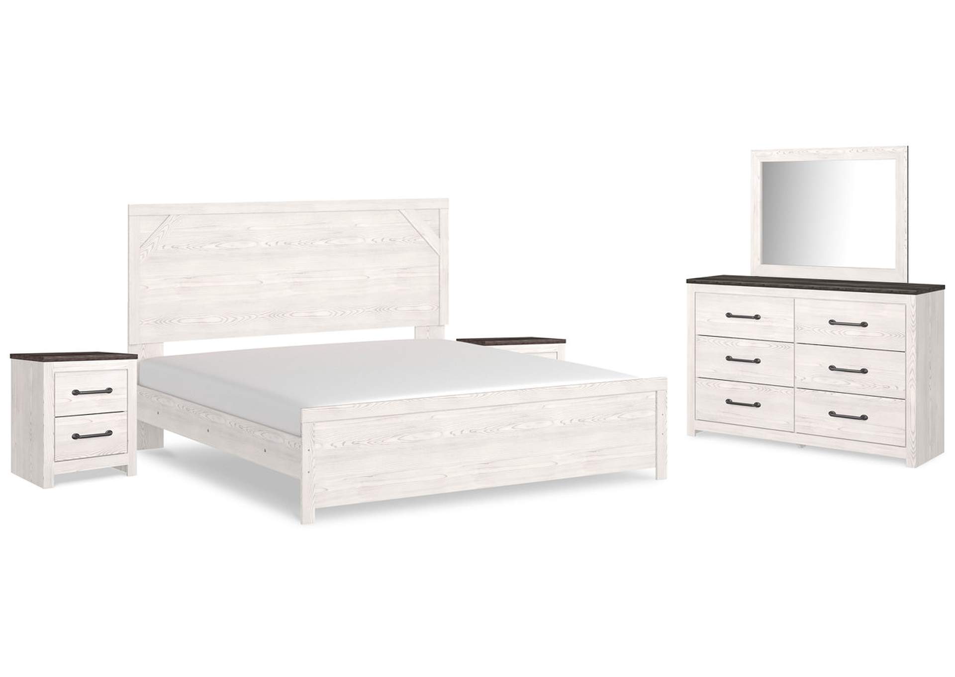 Gerridan King Panel Bed with Mirrored Dresser and 2 Nightstands,Signature Design By Ashley