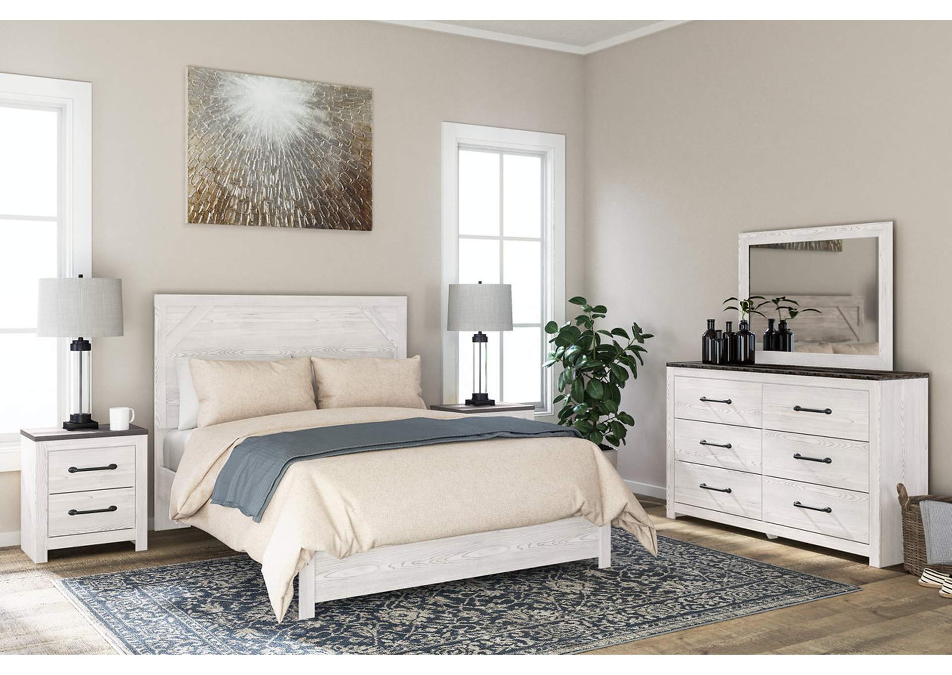 Gerridan Queen Panel Bed with Mirrored Dresser and 2 Nightstands,Signature Design By Ashley
