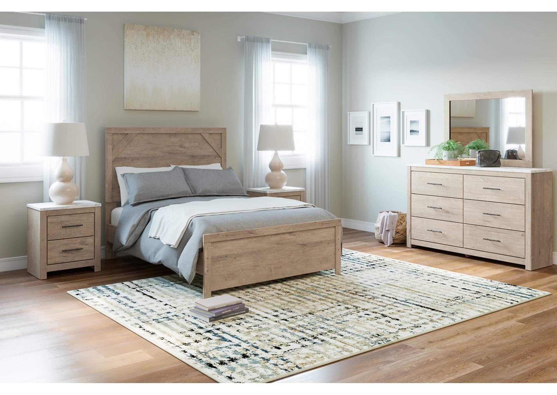 Senniberg Full Panel Bed with Mirrored Dresser,Signature Design By Ashley