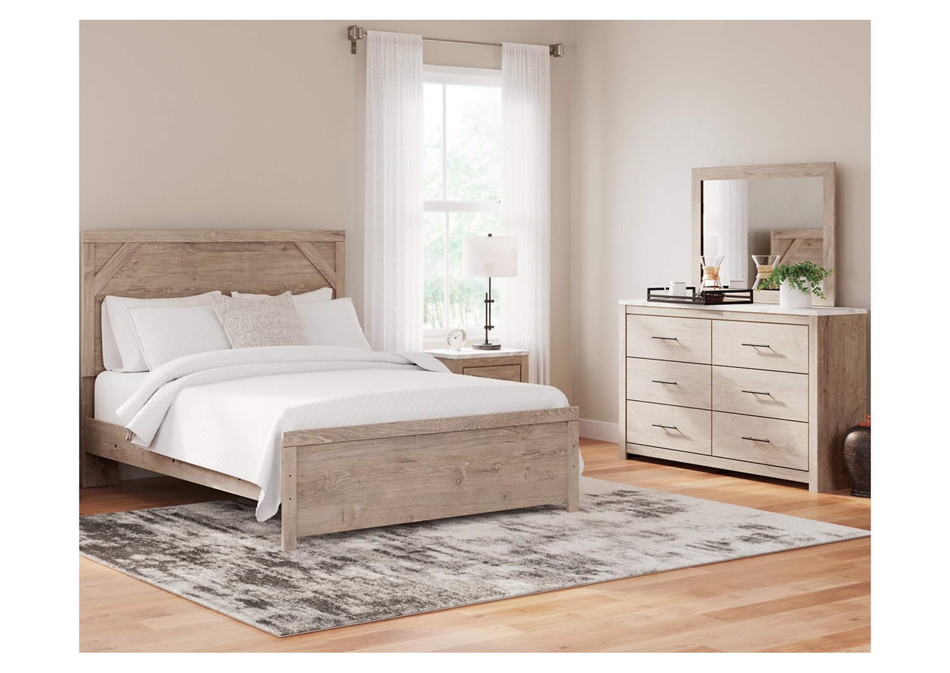Senniberg Queen Panel Bed with Mirrored Dresser and 2 Nightstands,Signature Design By Ashley