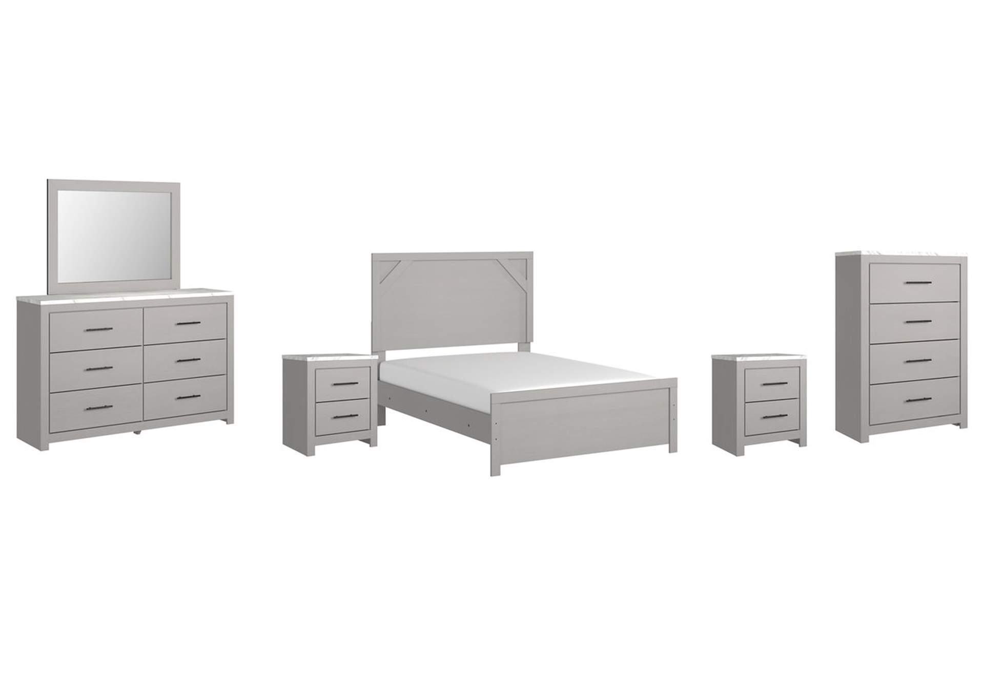 Cottonburg Full Panel Bed with Mirrored Dresser, Chest and 2 Nightstands,Signature Design By Ashley