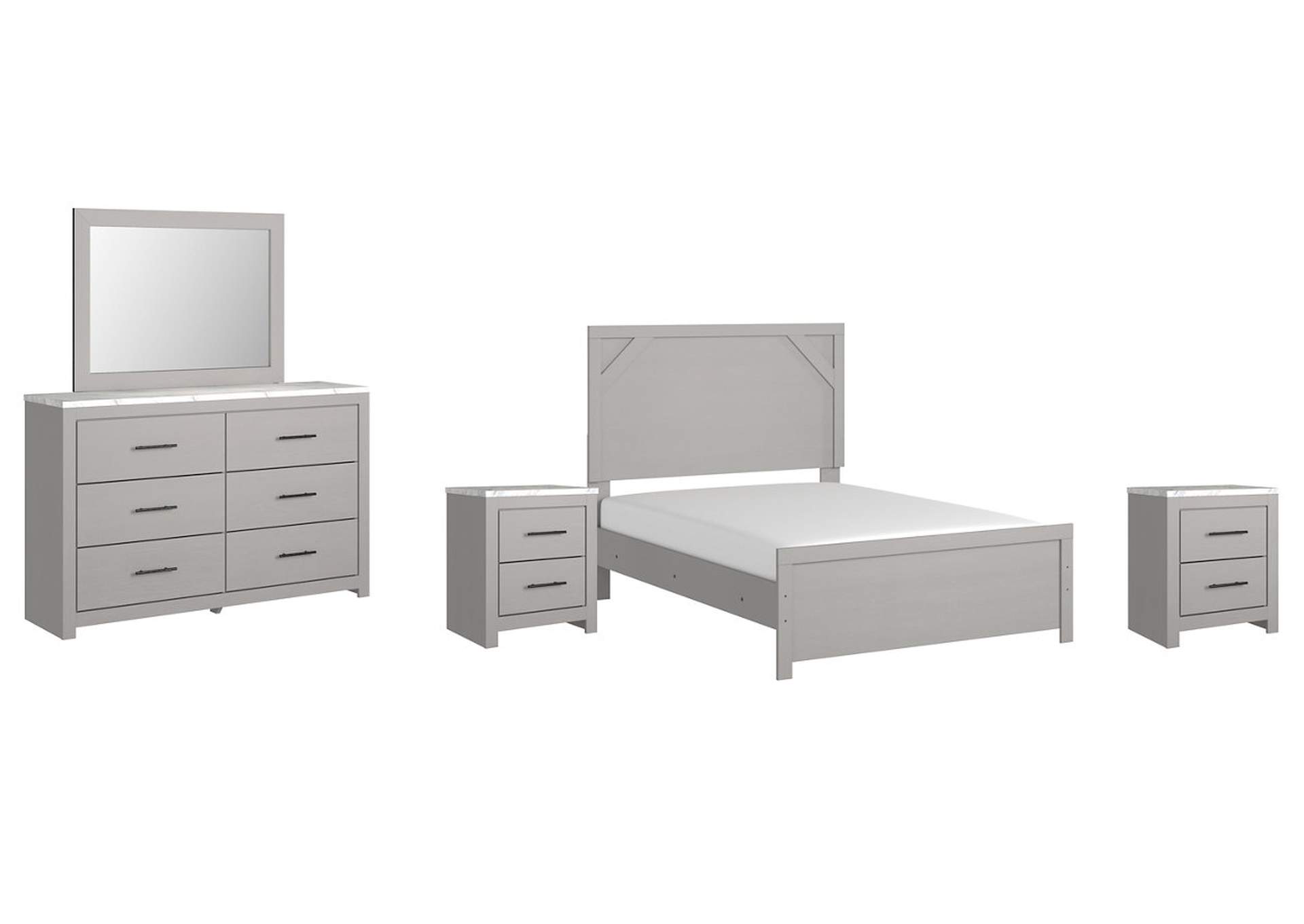 Cottonburg Full Panel Bed with Mirrored Dresser and 2 Nightstands,Signature Design By Ashley
