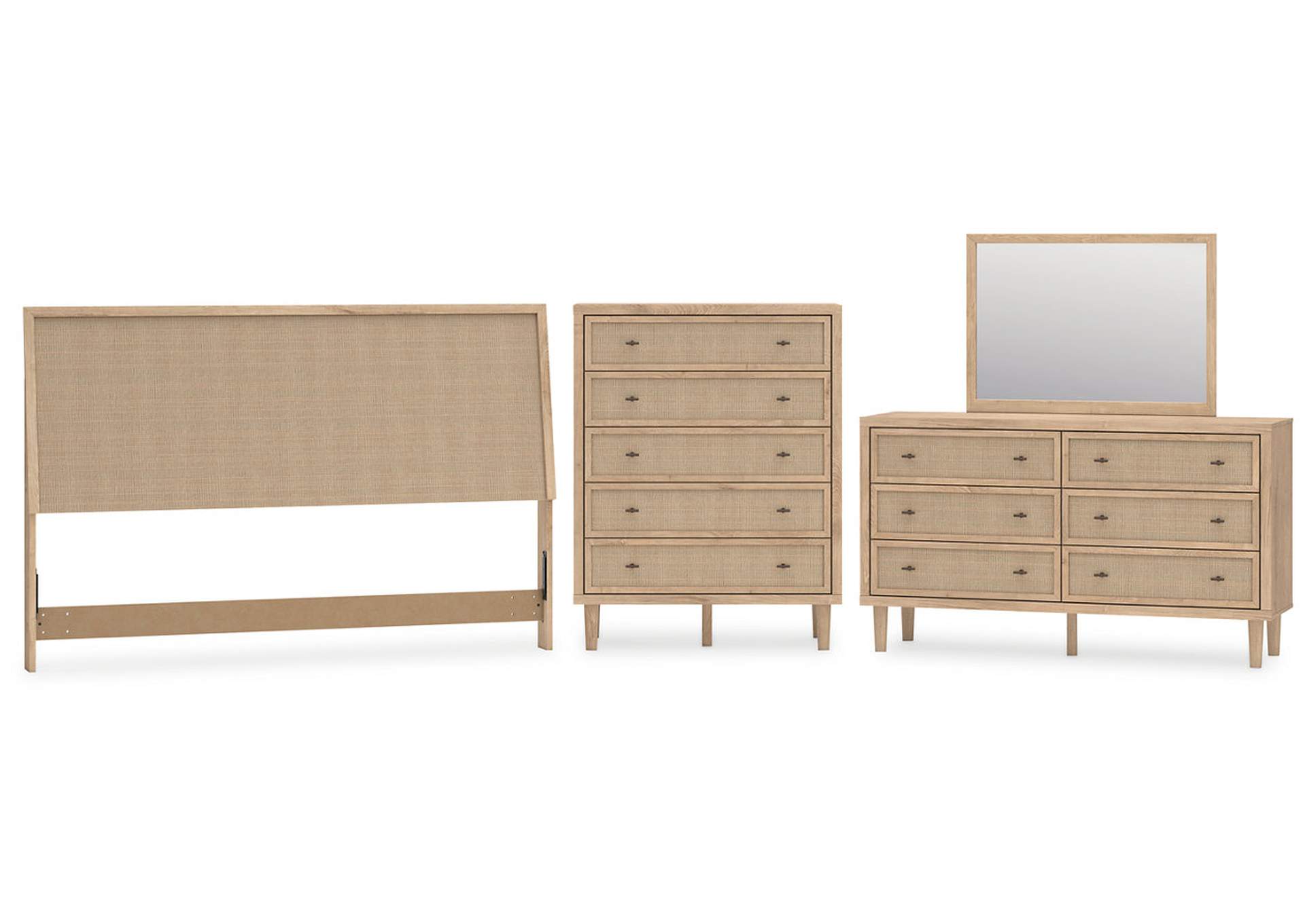 Cielden King Panel Headboard with Mirrored Dresser and Chest,Signature Design By Ashley