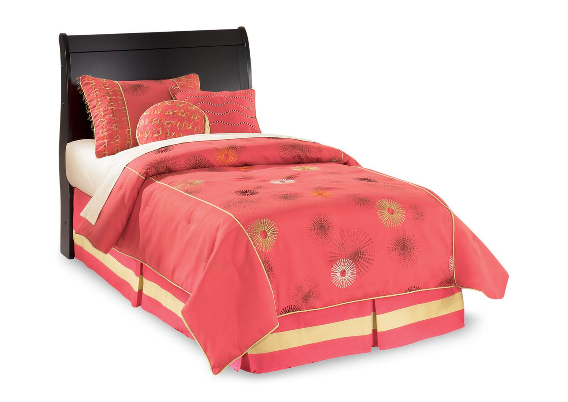 Huey Vineyard Twin Sleigh Headboard Bed with Mirrored Dresser,Signature Design By Ashley