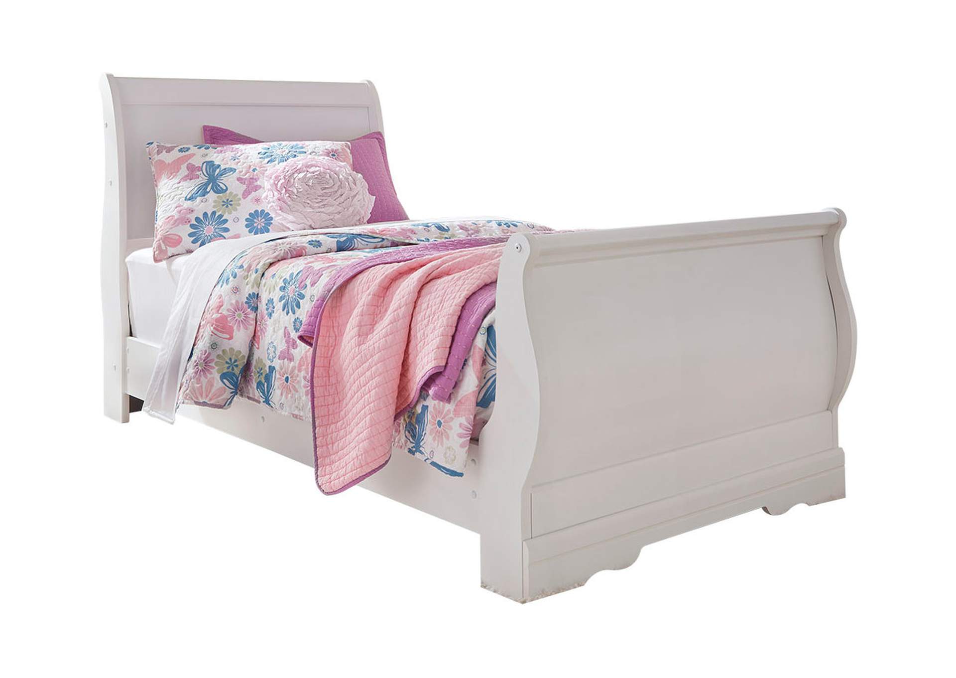Anarasia Twin Sleigh Bed with Mirrored Dresser, Chest and Nightstand,Signature Design By Ashley