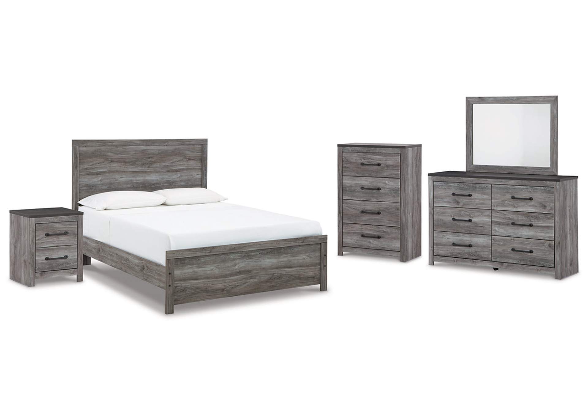 Bronyan Queen Panel Bed with Mirrored Dresser, Chest and Nightstand,Signature Design By Ashley