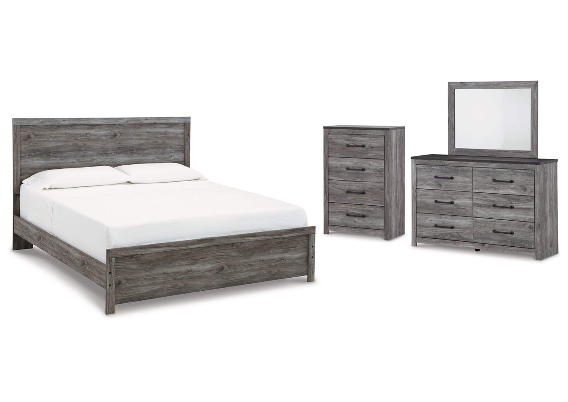 Bronyan King Panel Bed with Mirrored Dresser and Chest,Signature Design By Ashley