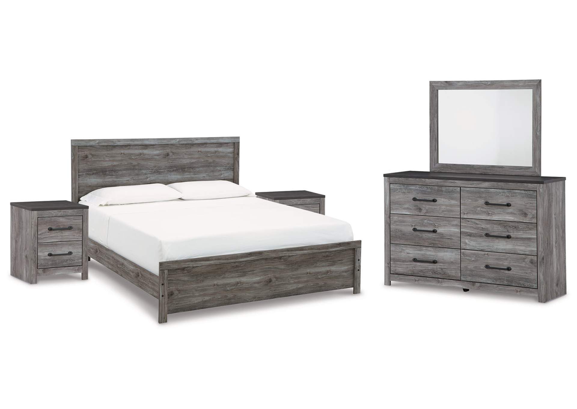 Bronyan King Panel Bed with Mirrored Dresser and 2 Nightstands,Signature Design By Ashley