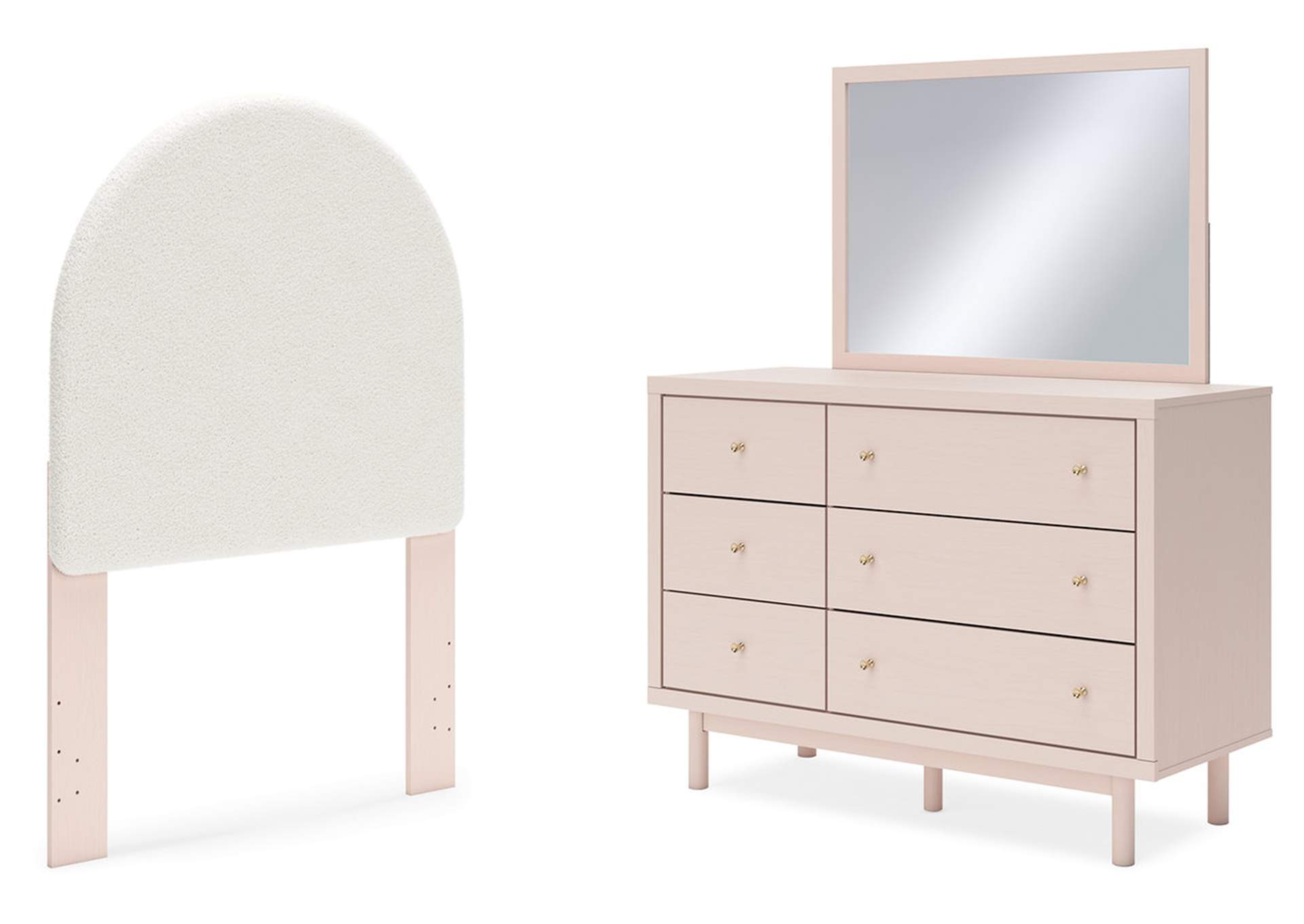 Wistenpine Twin Upholstered Panel Headboard, Dresser and Mirror,Signature Design By Ashley