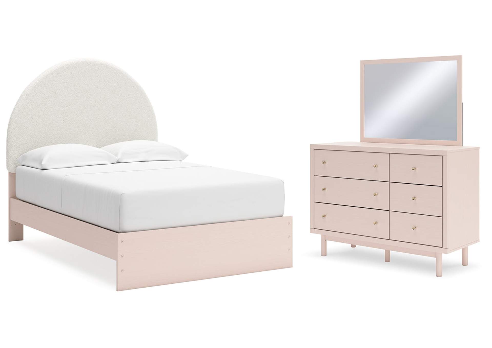 Wistenpine Full Upholstered Panel Bed, Dresser and Mirror,Signature Design By Ashley