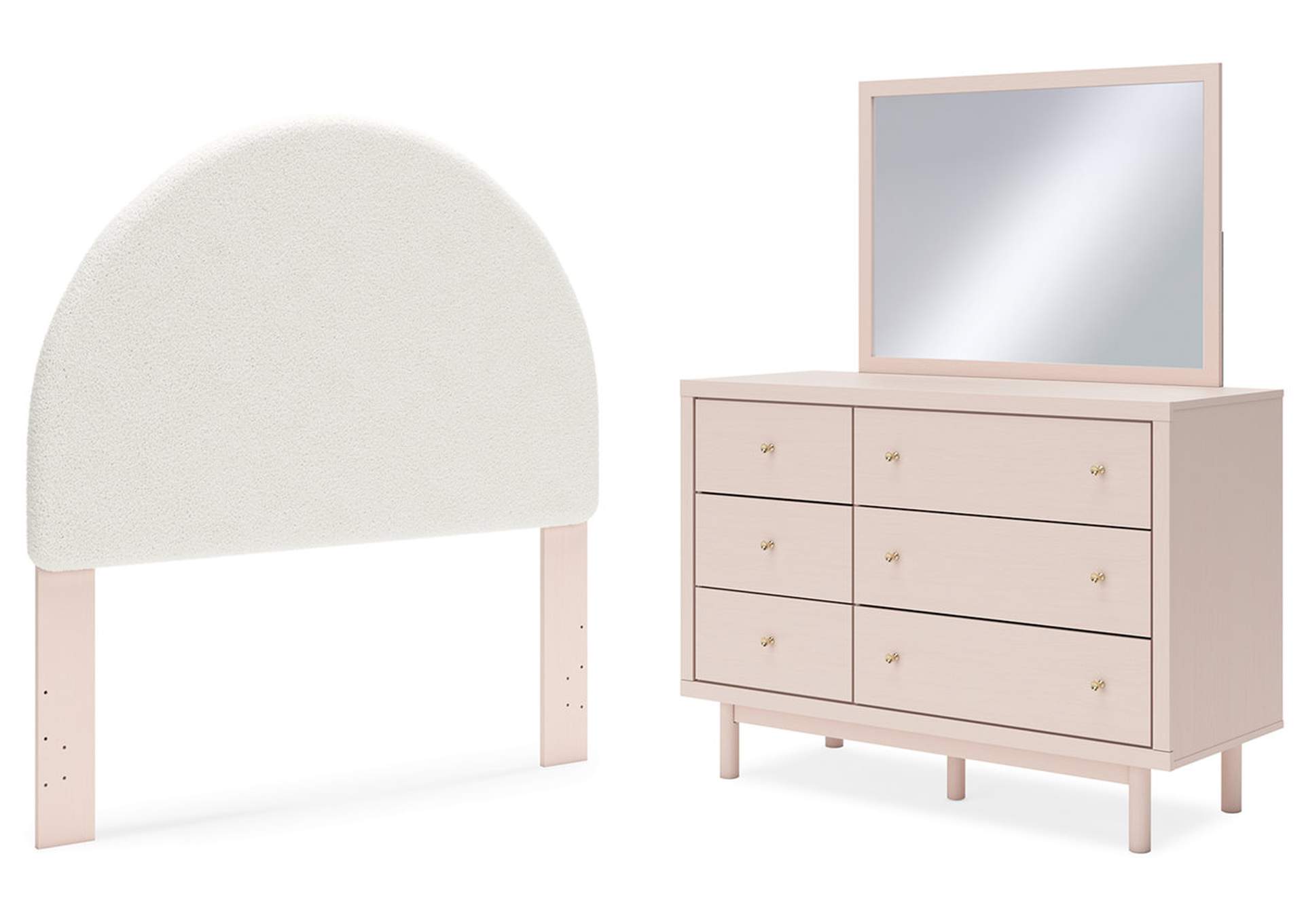 Wistenpine Full Upholstered Panel Headboard, Dresser and Mirror,Signature Design By Ashley