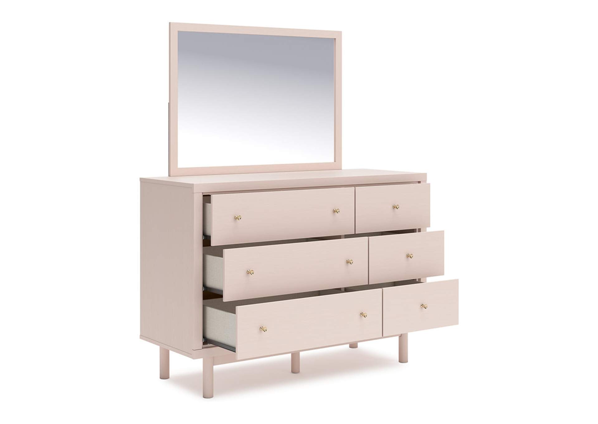 Wistenpine Twin Upholstered Panel Headboard with Mirrored Dresser, Chest and Nightstand,Signature Design By Ashley