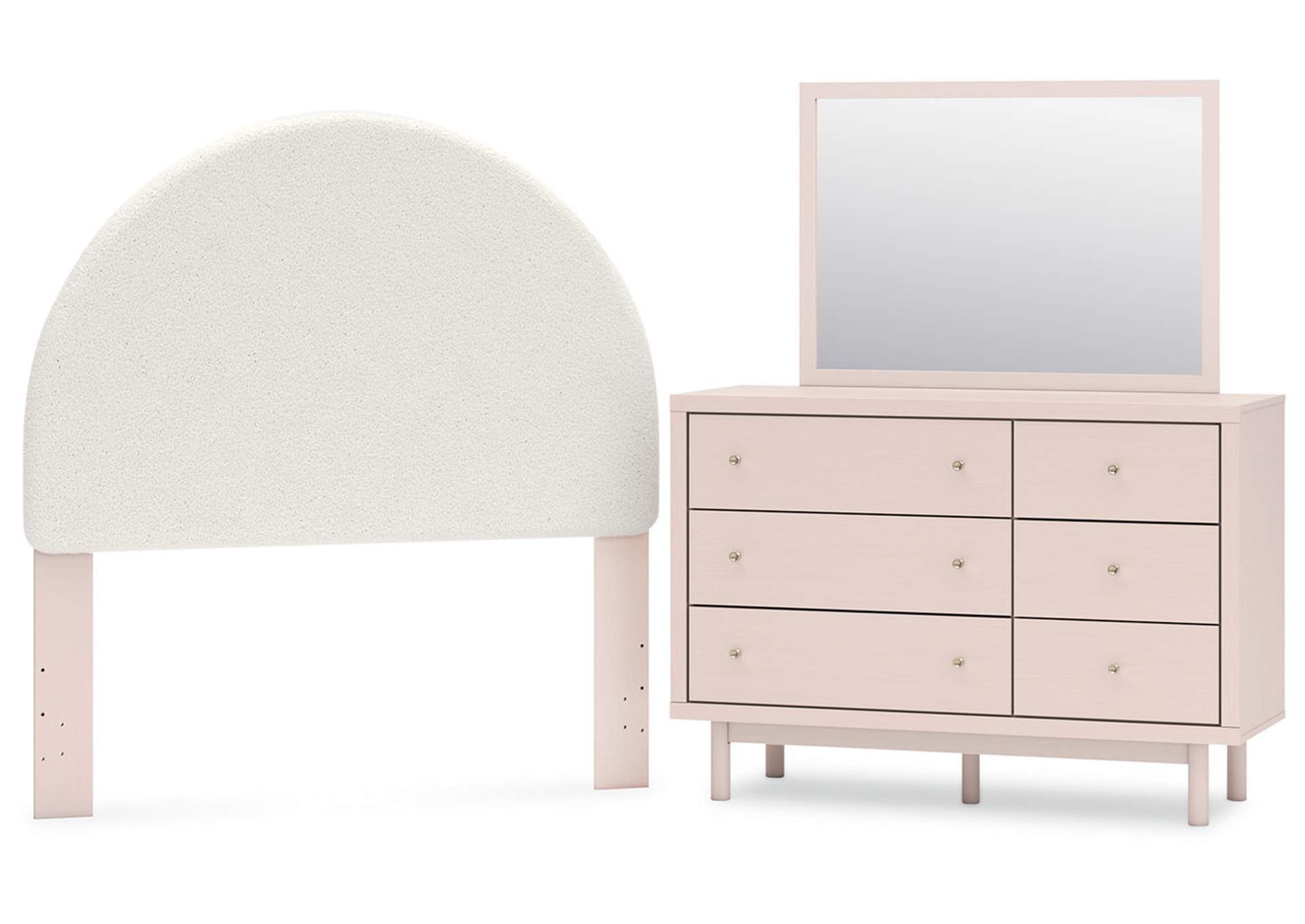 Wistenpine Full Upholstered Panel Headboard, Dresser and Mirror,Signature Design By Ashley