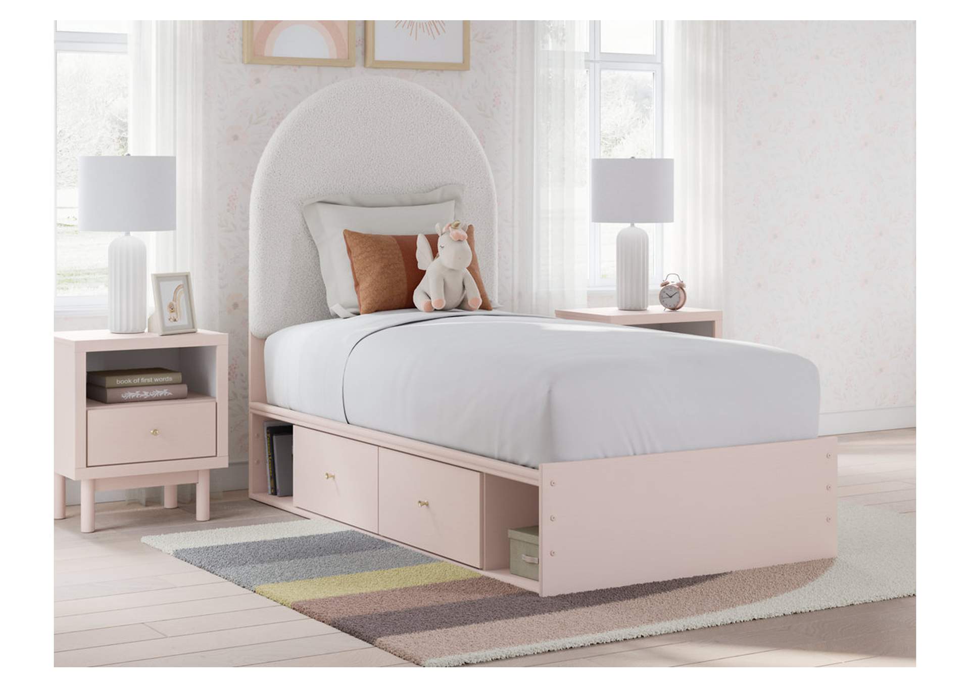 Wistenpine Twin Upholstered Panel Bed with Storage,Signature Design By Ashley