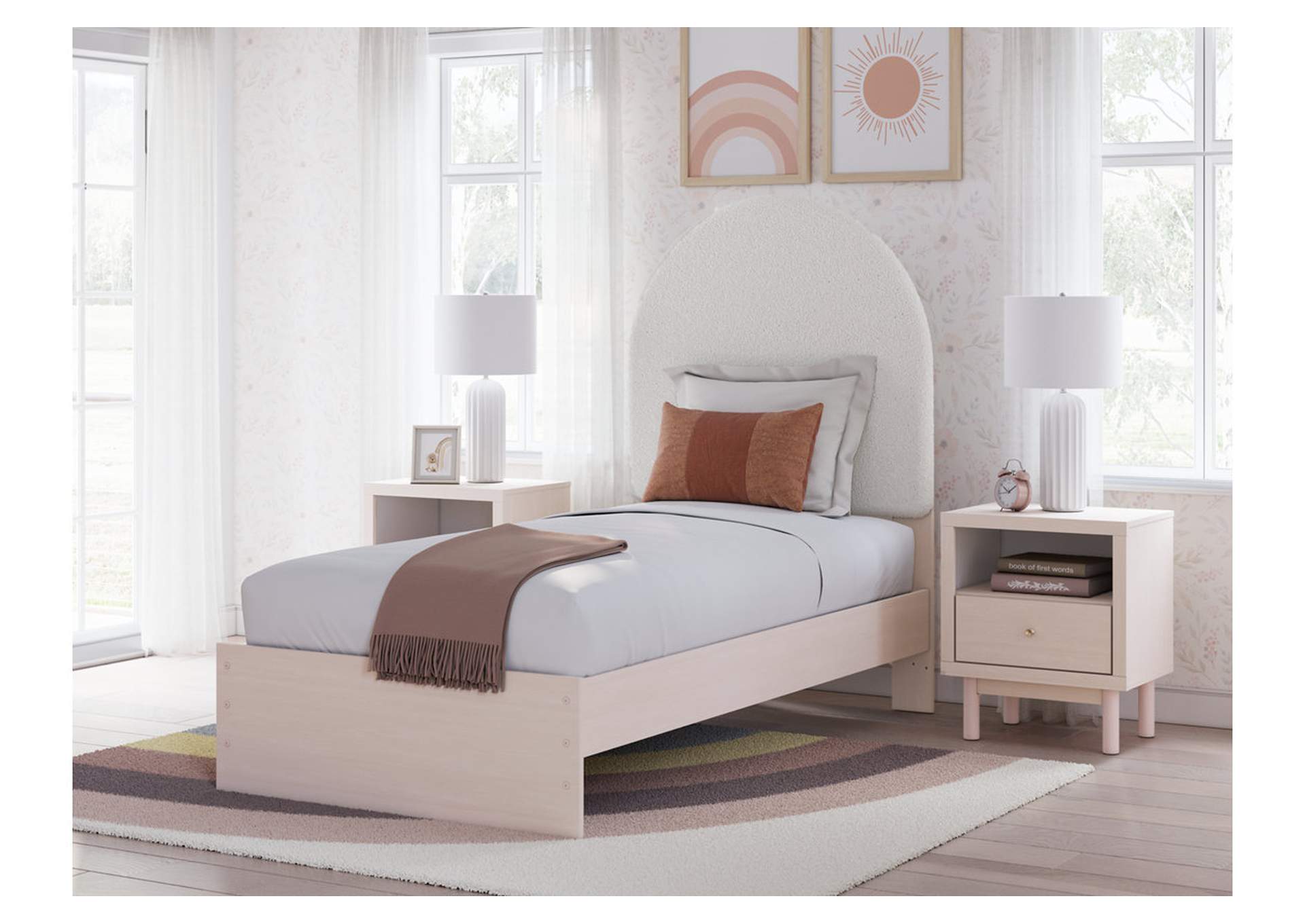 Wistenpine Twin Upholstered Panel Bed with Dresser and 2 Nightstands,Signature Design By Ashley