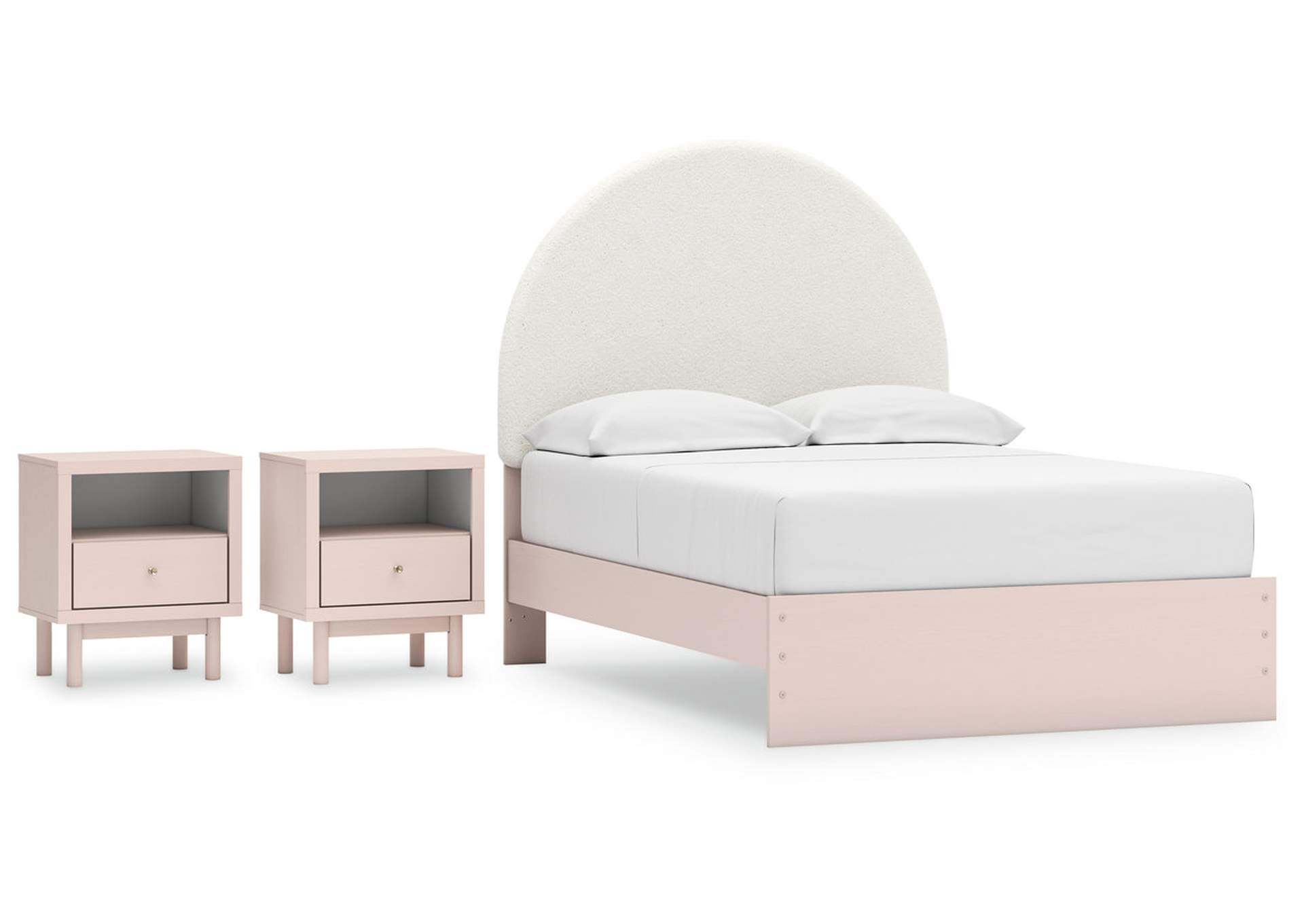 Wistenpine Full Upholstered Panel Bed with 2 Nightstands,Signature Design By Ashley