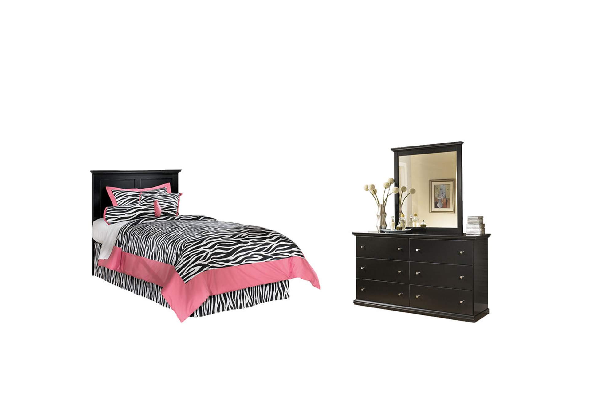 Maribel Twin Panel Headboard Bed with Mirrored Dresser,Signature Design By Ashley