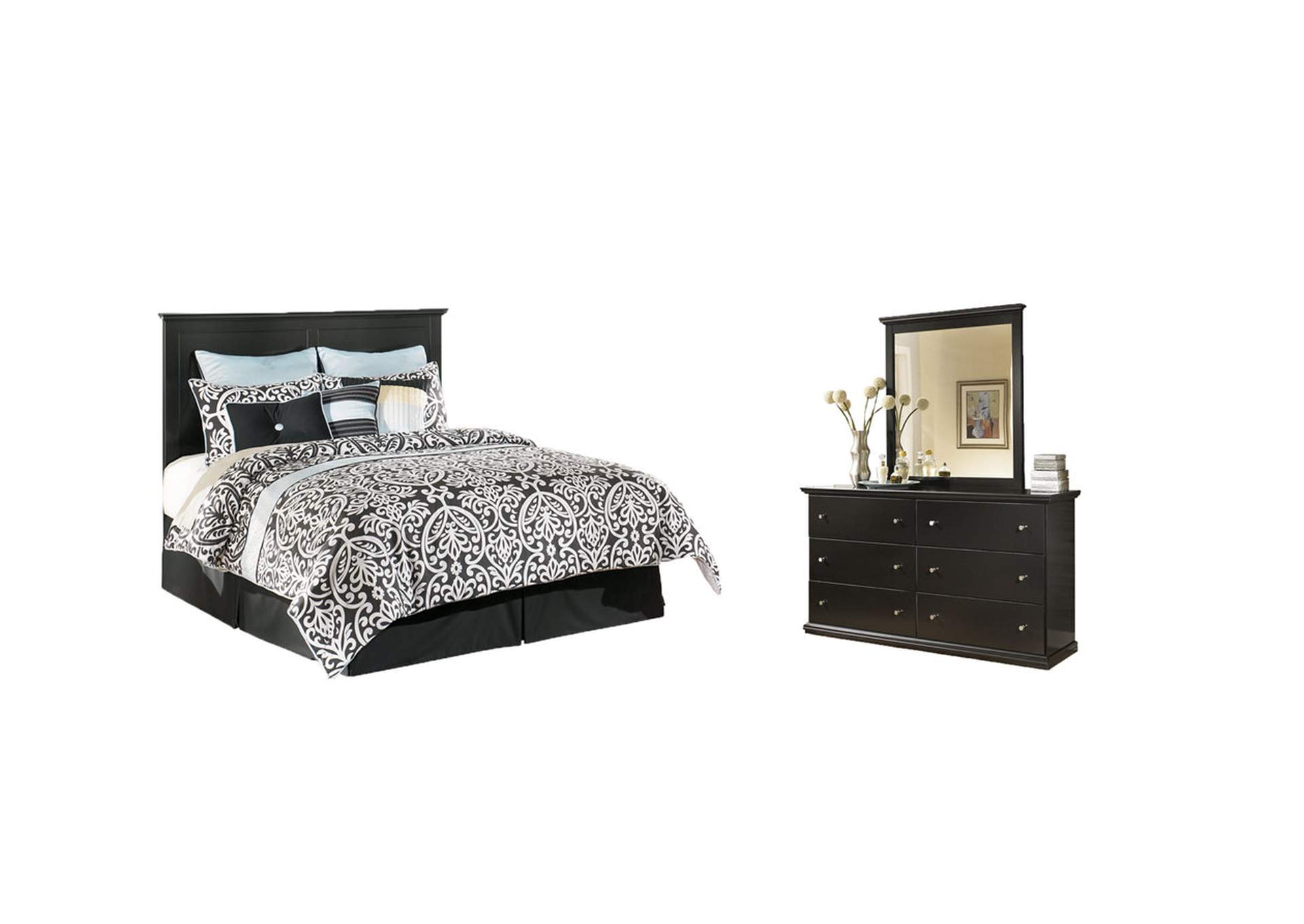 Maribel Queen/Full Panel Headboard Bed with Mirrored Dresser and Chest,Signature Design By Ashley