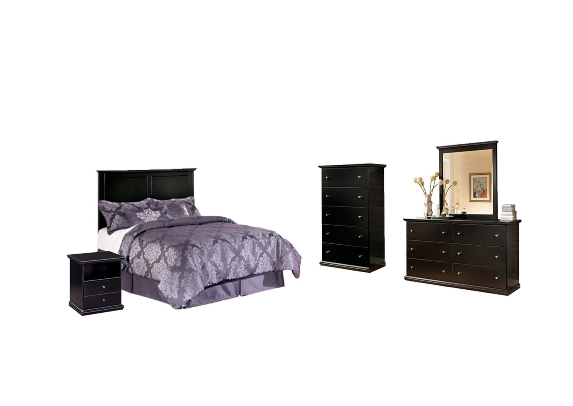 Maribel Full Panel Headboard Bed with Mirrored Dresser, Chest and Nightstand,Signature Design By Ashley